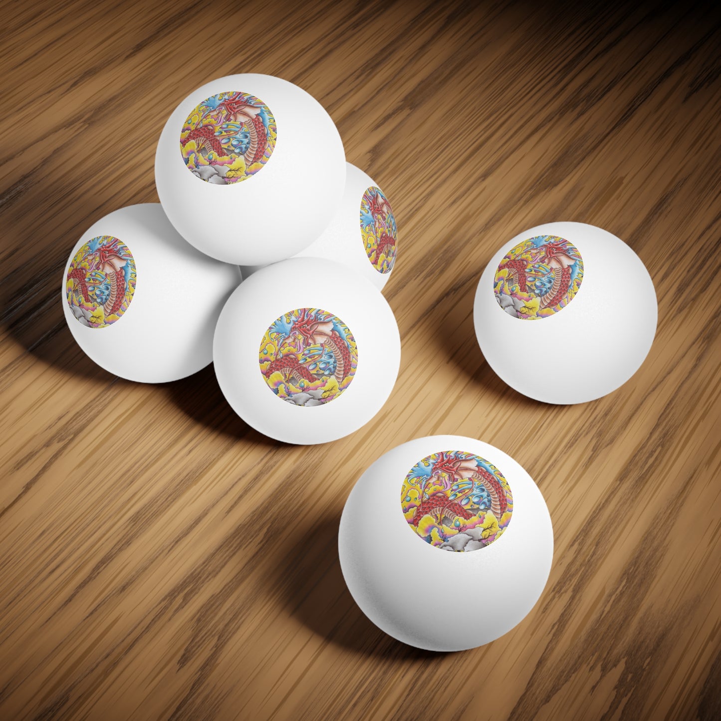 Ping Pong Balls Set - Dragon Design (6 pcs)