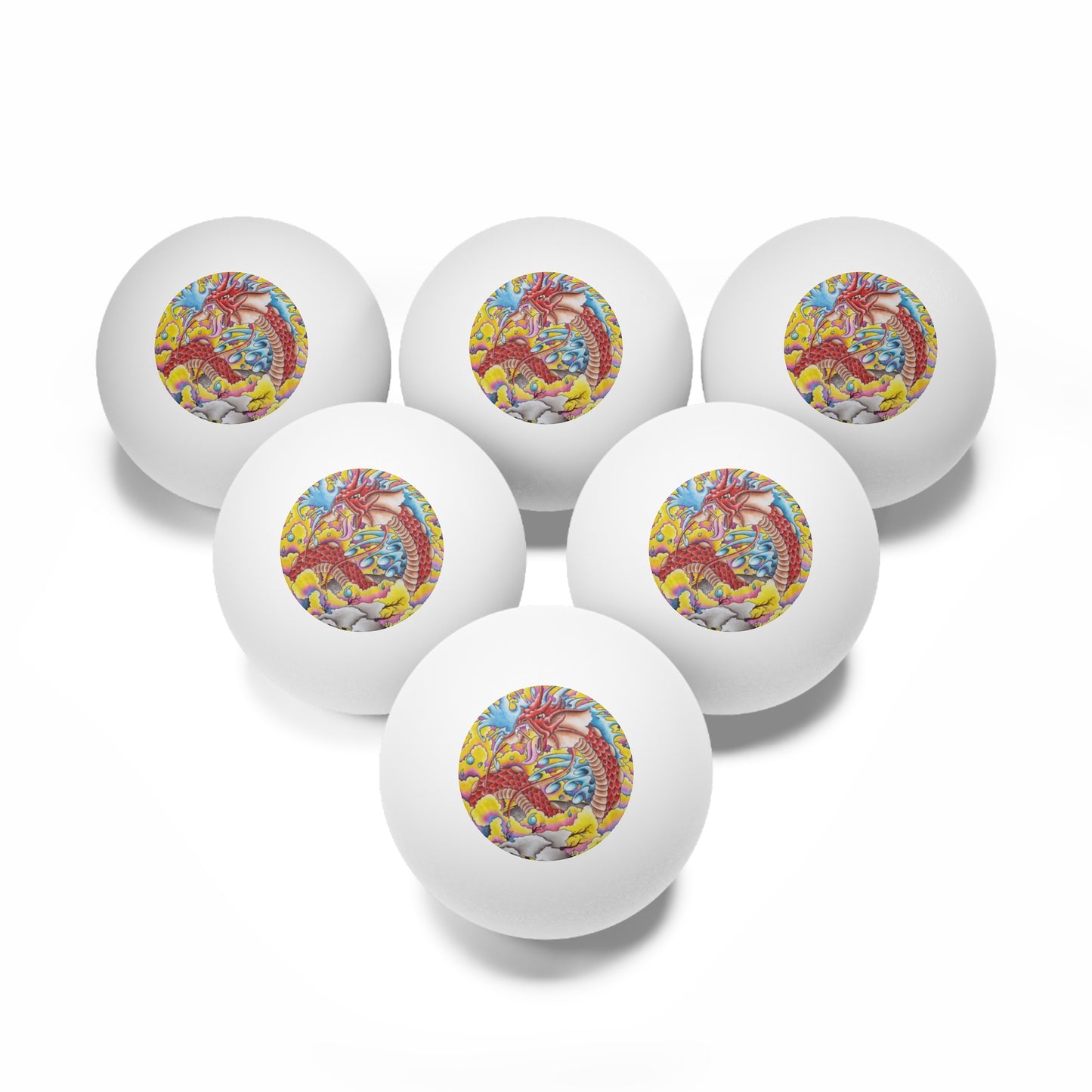 Ping Pong Balls Set - Dragon Design (6 pcs)