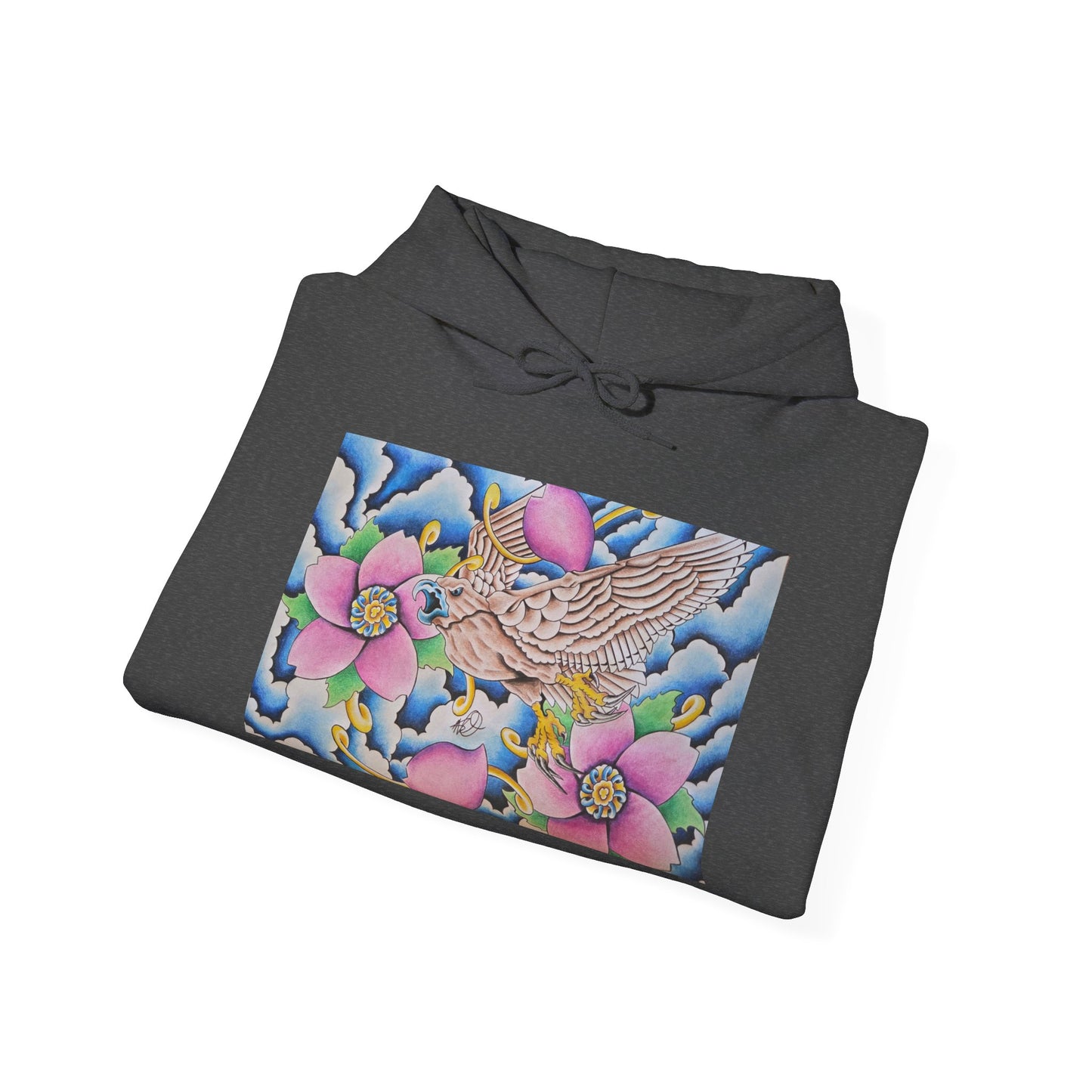 Floral Hawk Hoodie — Feminine Hawk with Flowers Sweatshirt