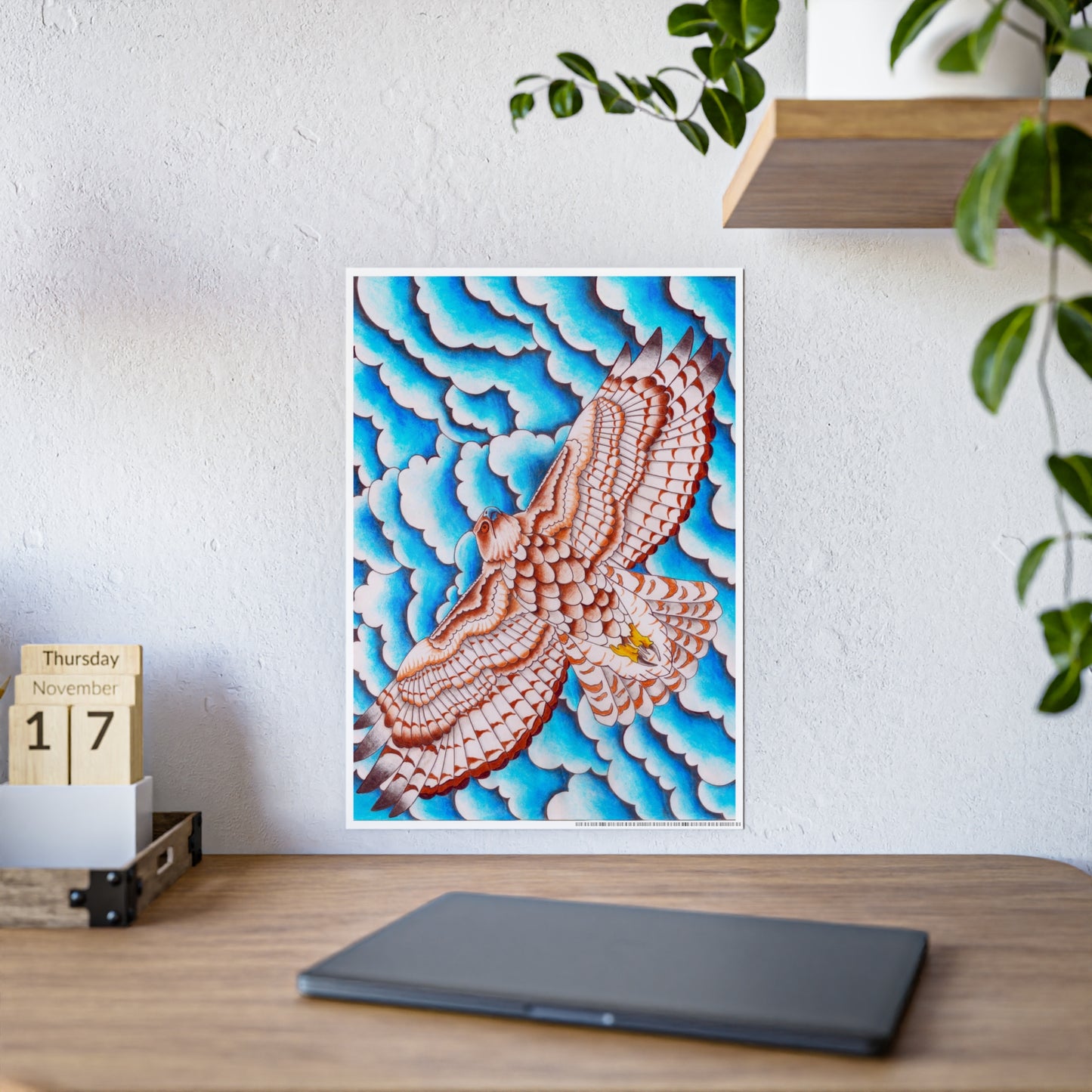 Glass Poster - Hawk Design