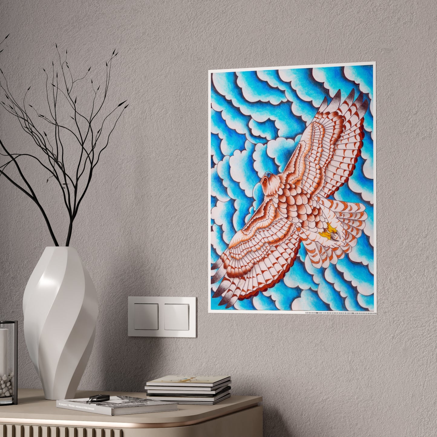 Glass Poster - Hawk Design