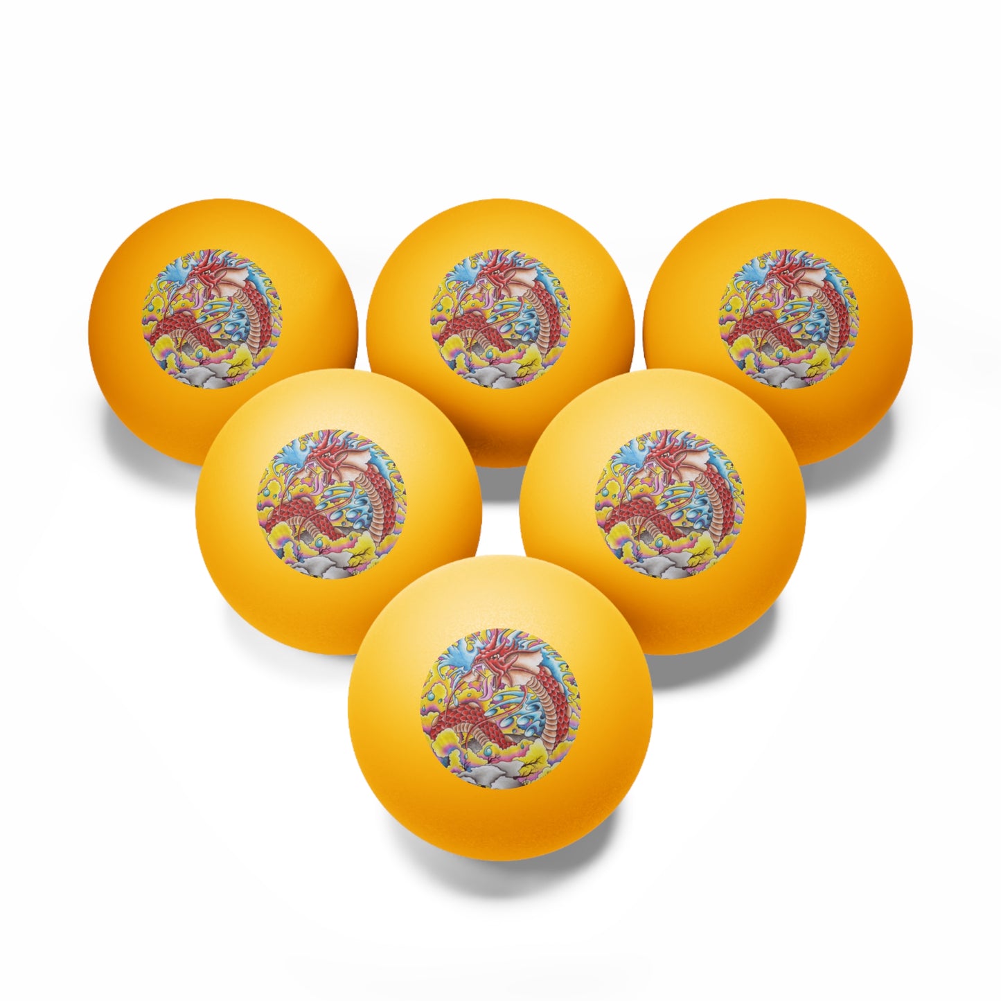 Ping Pong Balls Set - Dragon Design (6 pcs)