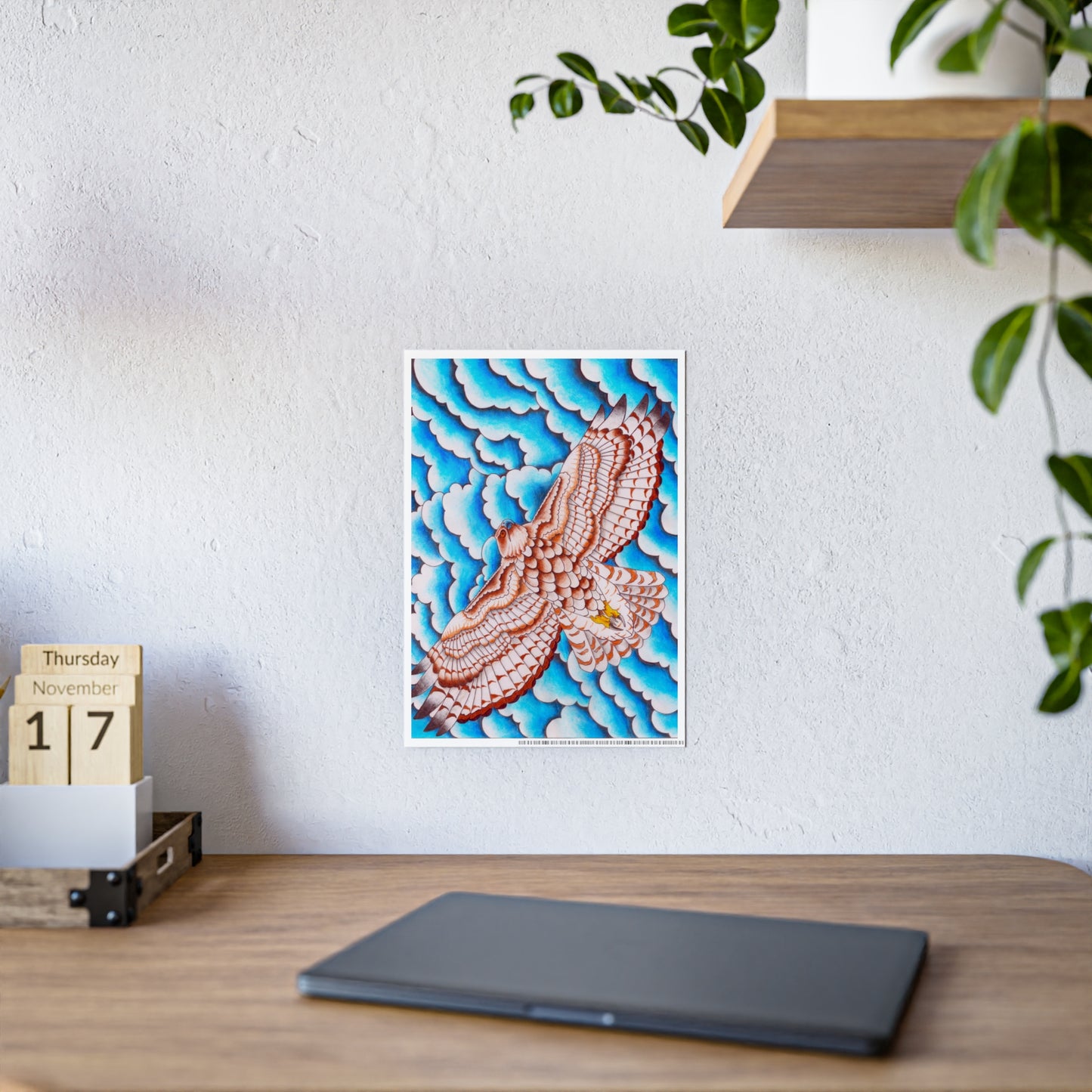 Glass Poster - Hawk Design