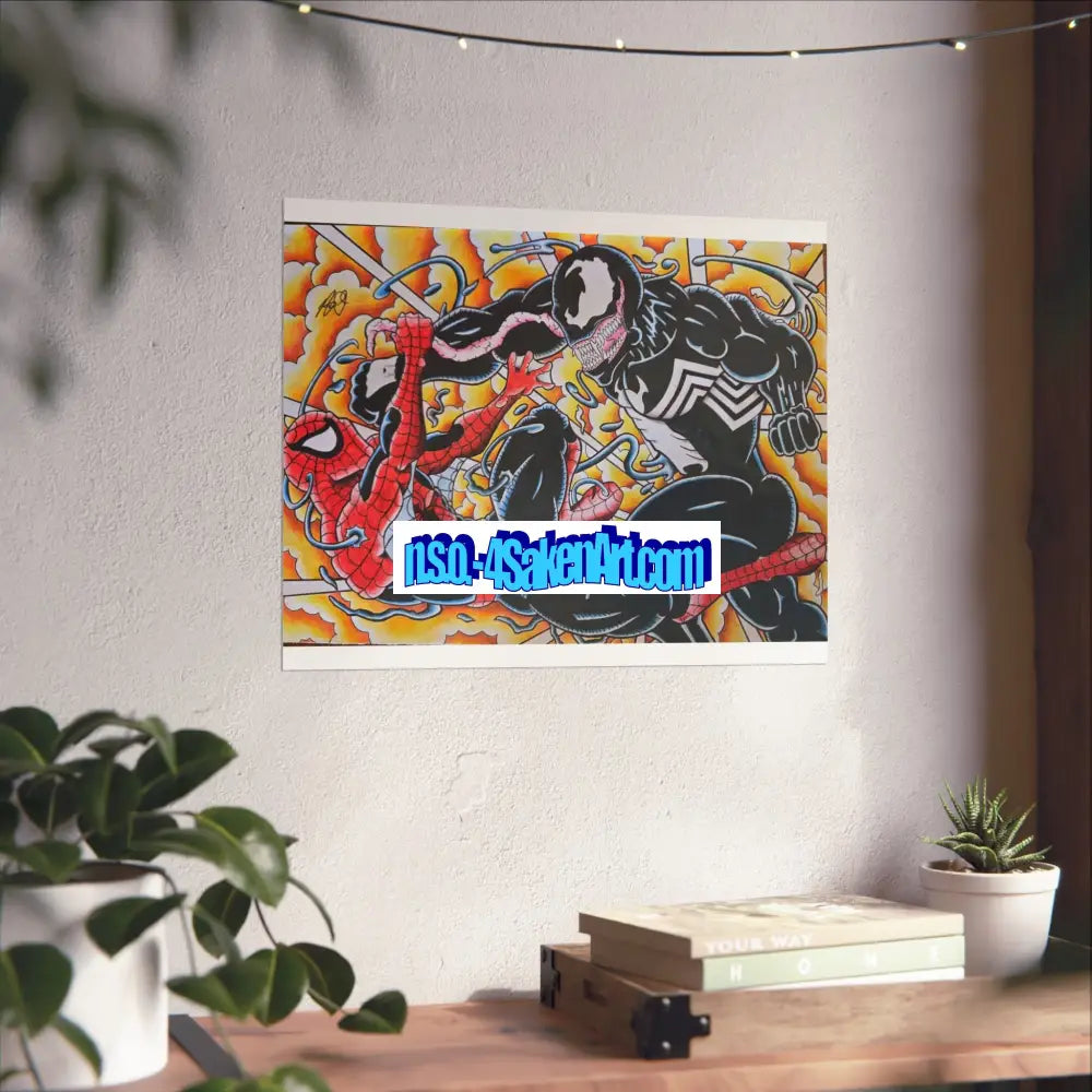 Comic Art Poster — Spider-Man vs Venom Matte Horizontal Print 20″ x 16″ / Matte Poster