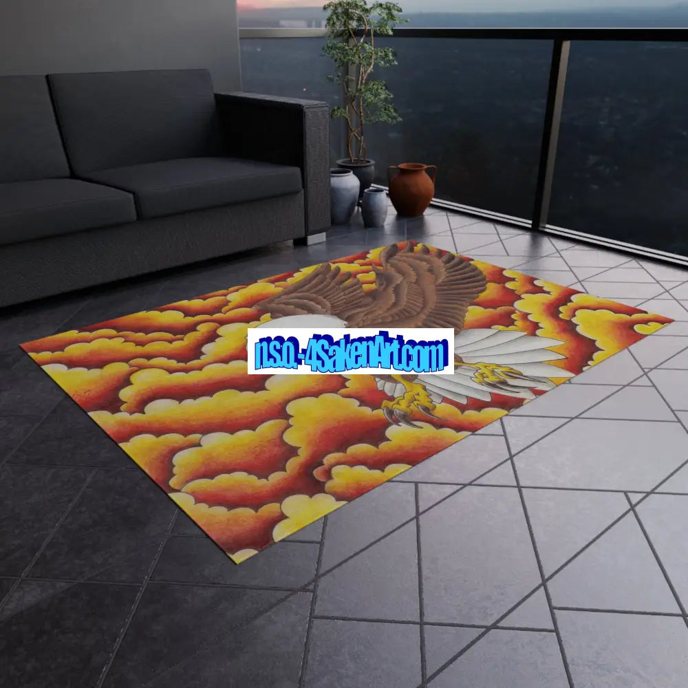 Eagle Print Outdoor Rug Bohemian Area Mat Patio Decor Camping Accessory Porch Rug Wild Nature Inspired Home Decor Home