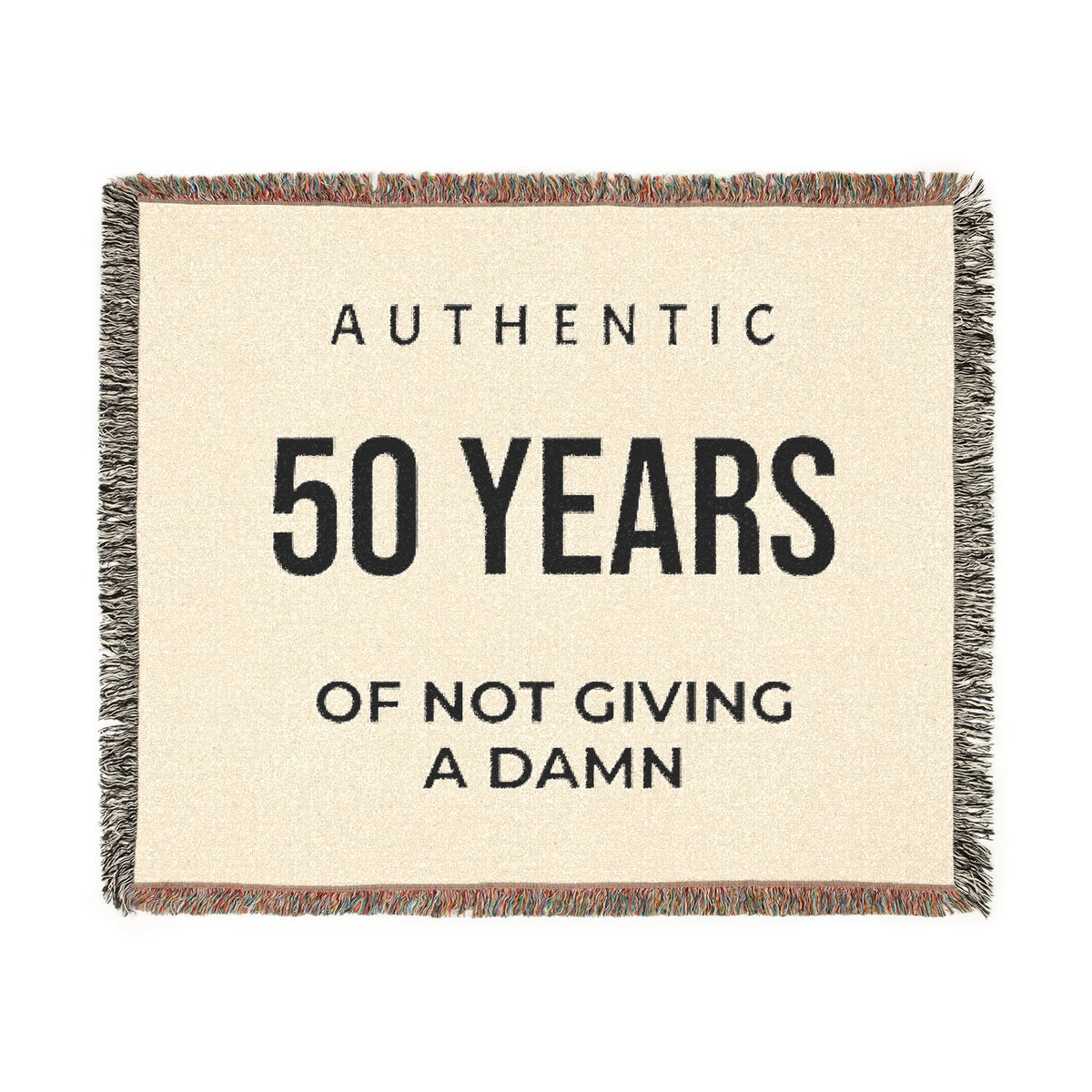 50 Years of Not Giving a Damn Woven Blanket — Funny 50th Birthday Throw