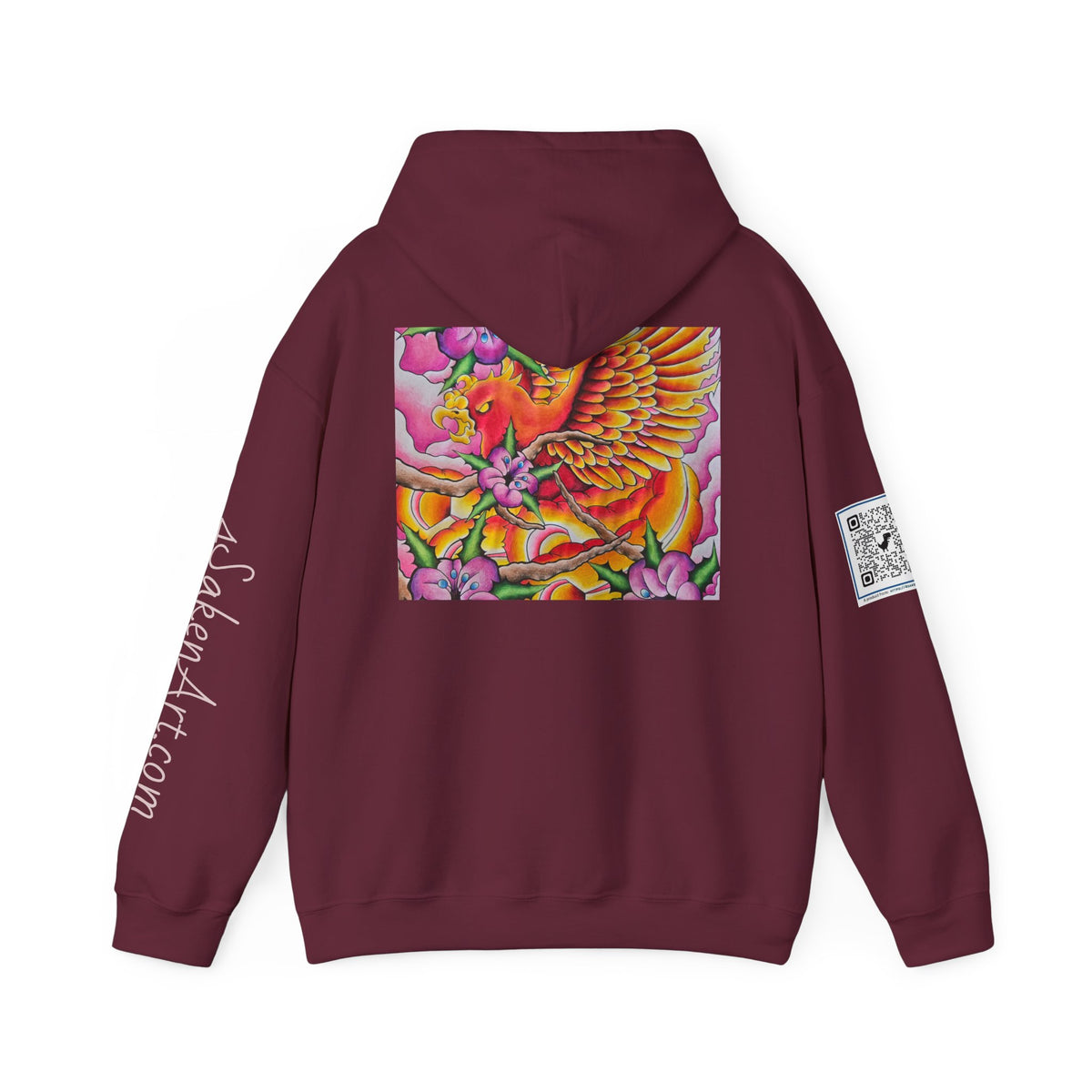 Phoenix Wings Hoodie — Vibrant Floral Phoenix Graphic Sweatshirt