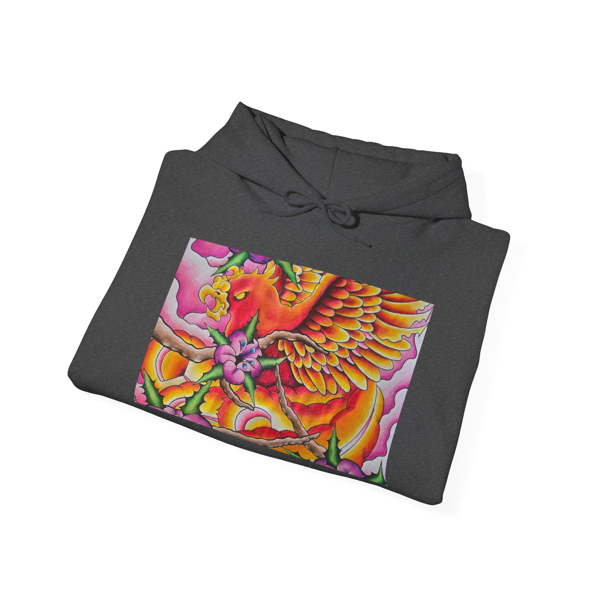 Phoenix Wings Hoodie — Vibrant Floral Phoenix Graphic Sweatshirt