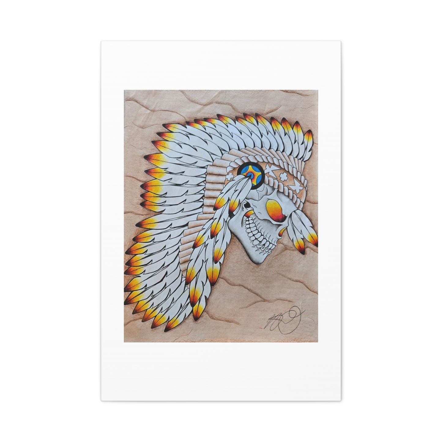Chief Skull Matte Canvas Wall Art (Stretched 1.25")