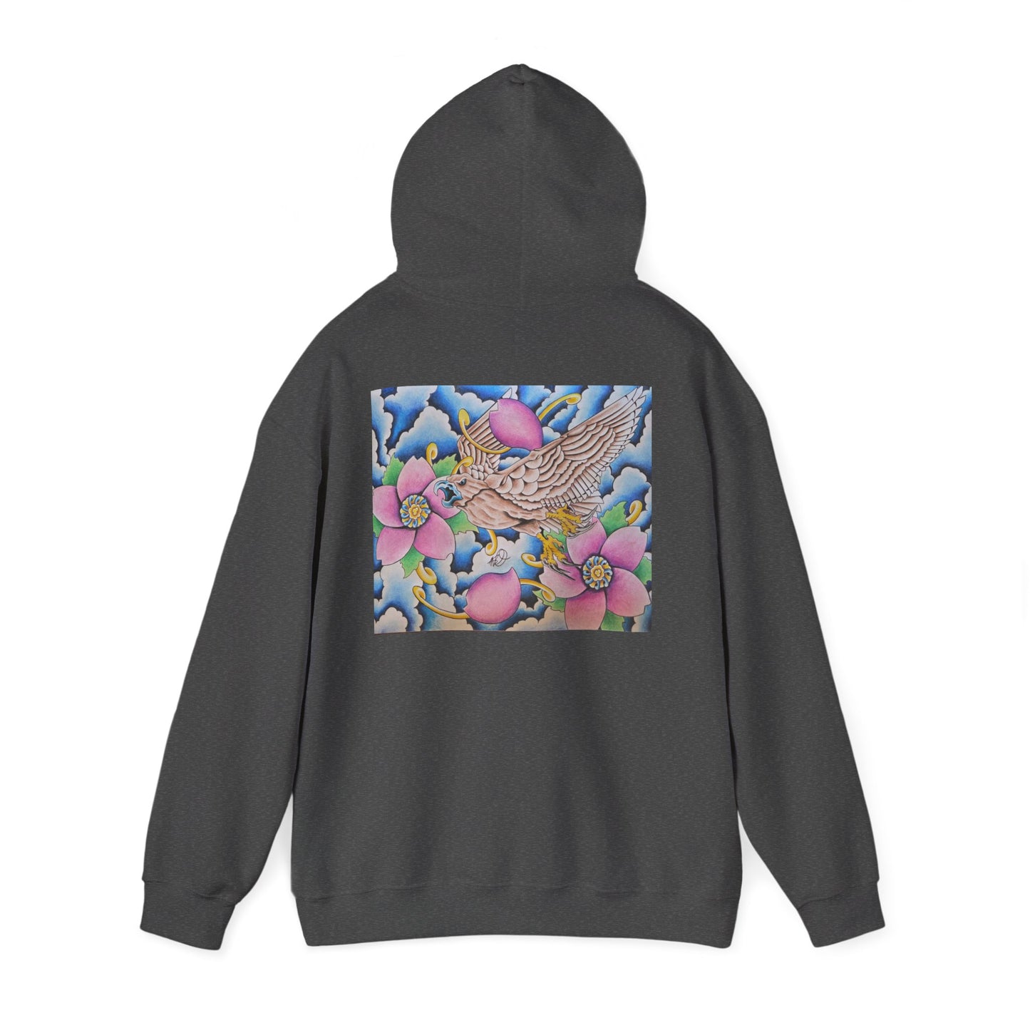 Floral Hawk Hoodie — Feminine Hawk with Flowers Sweatshirt
