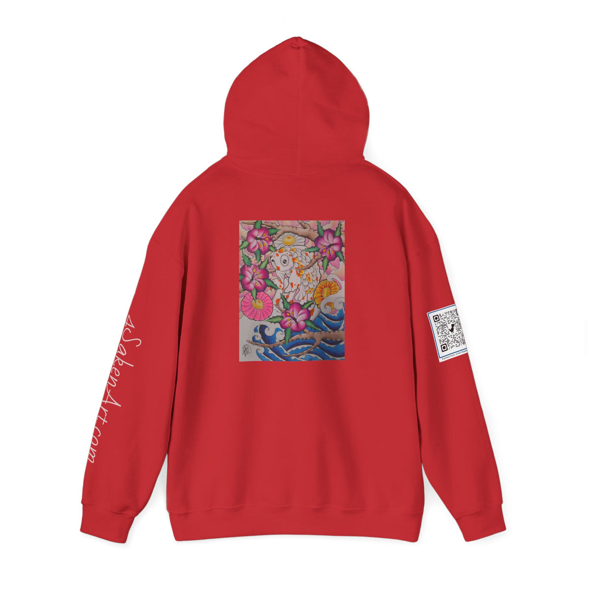 Floral Koi Art Hoodie — Colorful Japanese-Inspired Flower & Koi Pond Graphic