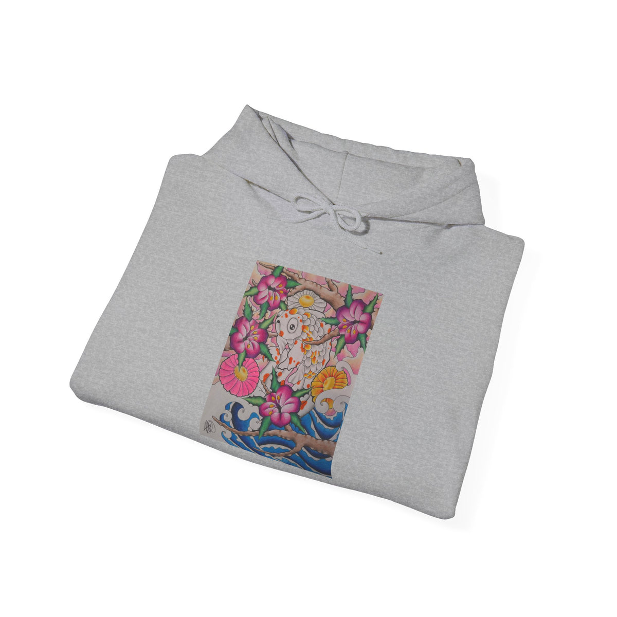 Floral Koi Art Hoodie — Colorful Japanese-Inspired Flower & Koi Pond Graphic