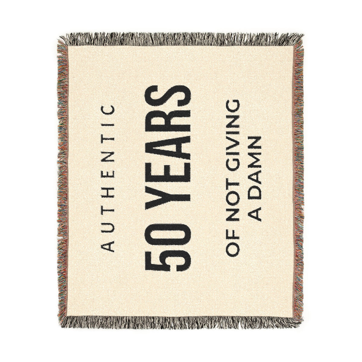 50 Years of Not Giving a Damn Woven Blanket — Funny 50th Birthday Throw