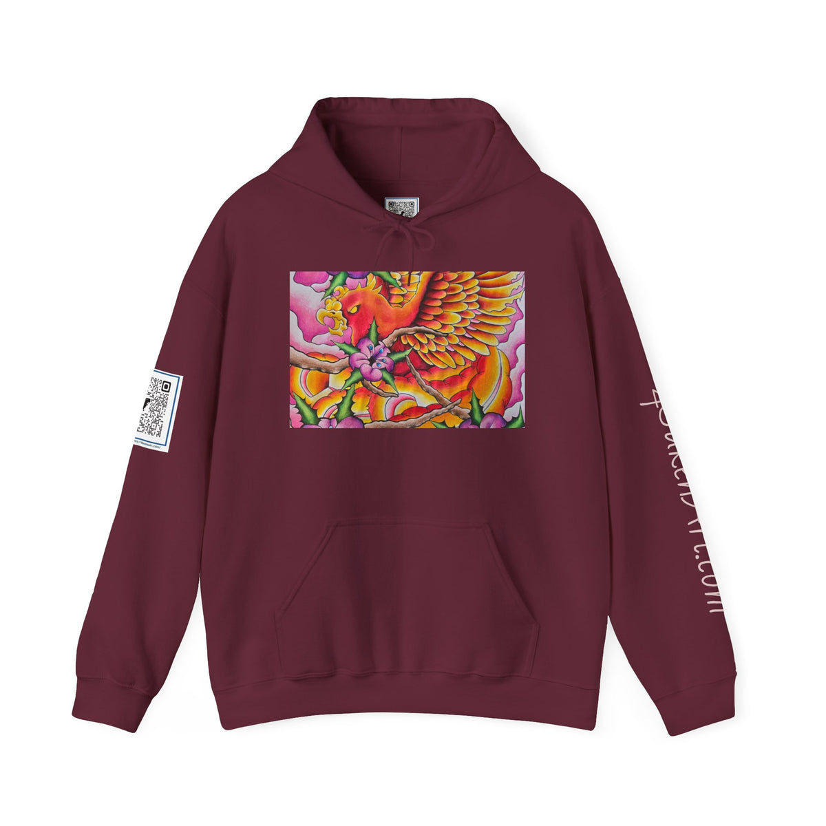 Phoenix Wings Hoodie — Vibrant Floral Phoenix Graphic Sweatshirt