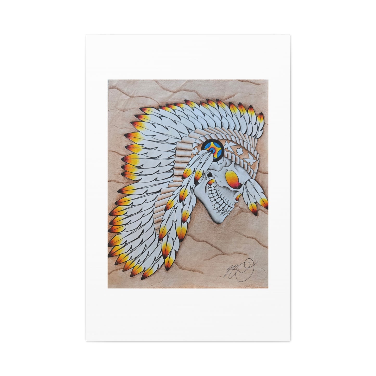 Chief Skull Matte Canvas Wall Art (Stretched 1.25")