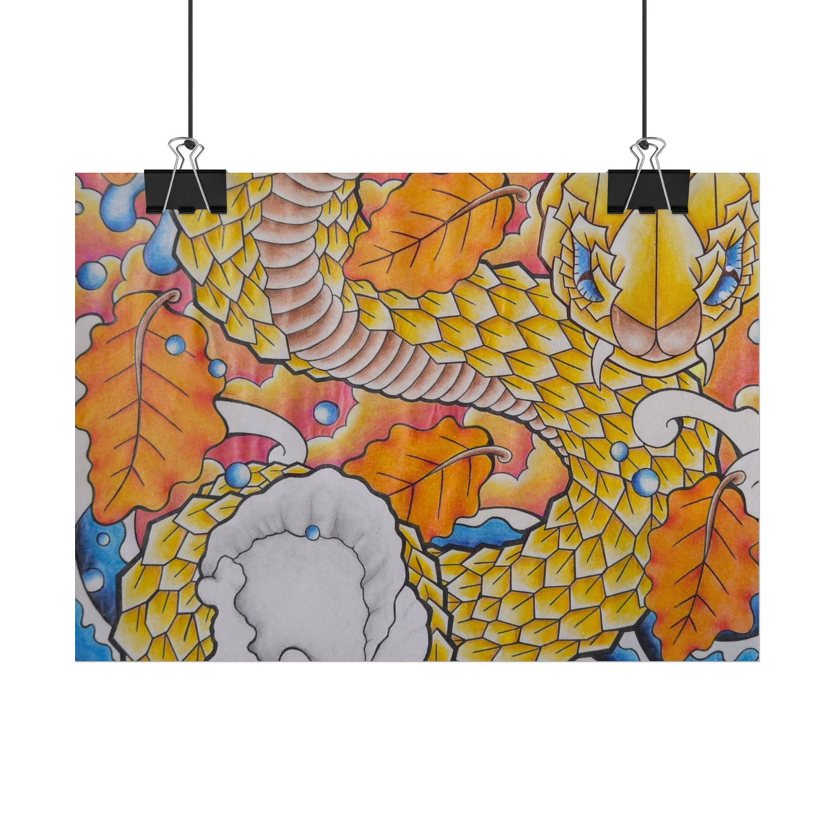 Autumn Gold Dragon Poster — Vibrant Fall Fantasy Wall Art (Rolled Poster)