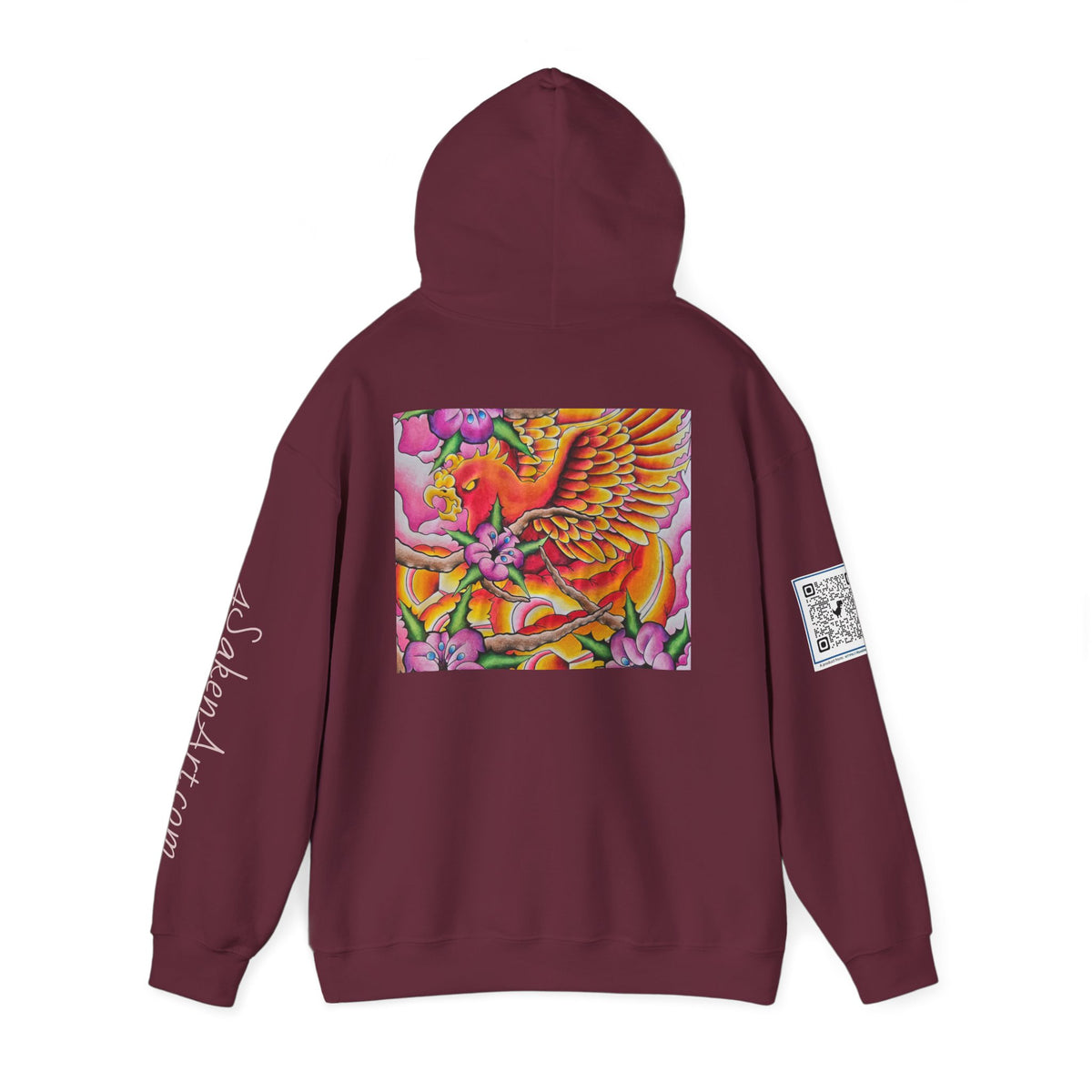 Phoenix Wings Hoodie — Vibrant Floral Phoenix Graphic Sweatshirt