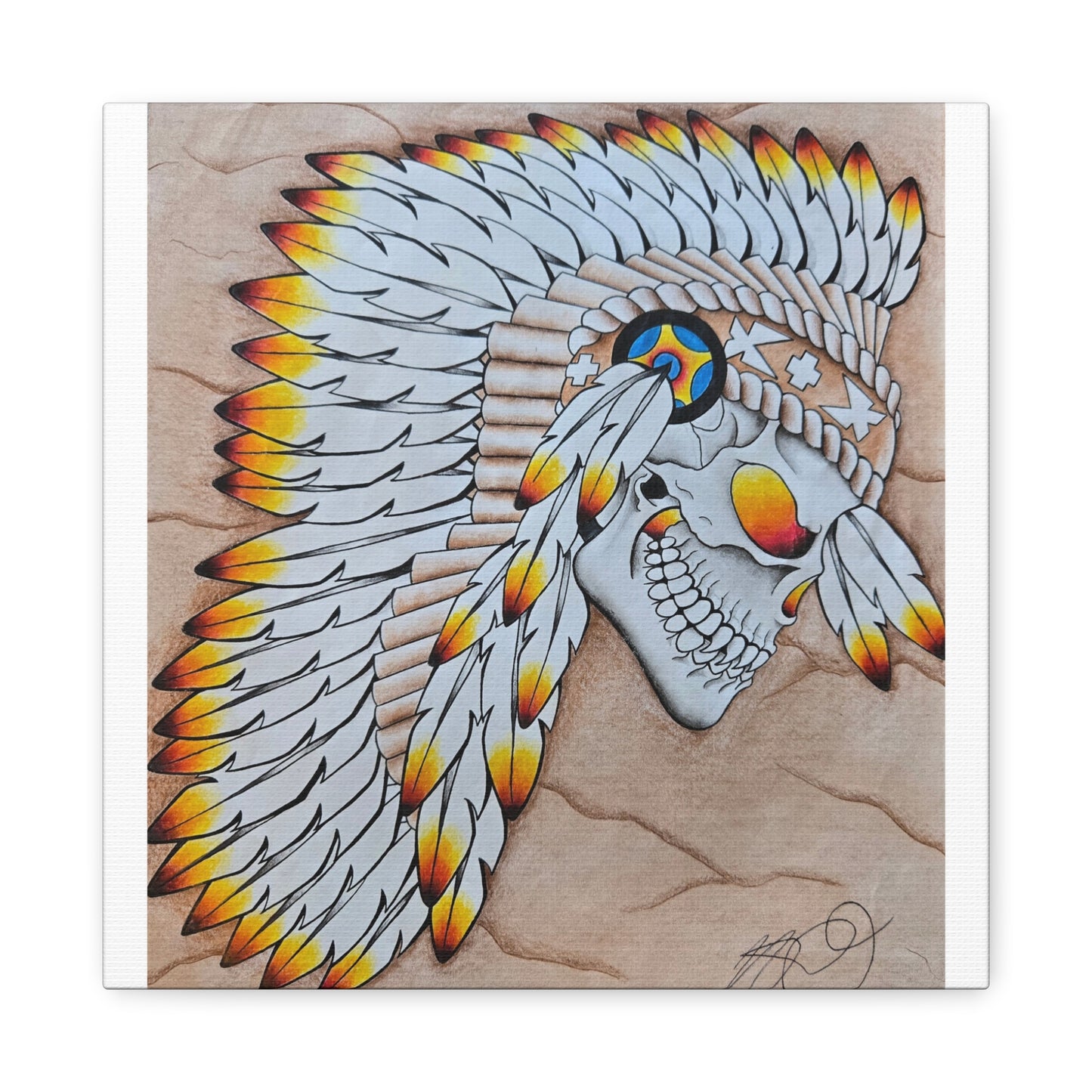 Chief Skull Matte Canvas Wall Art (Stretched 1.25")