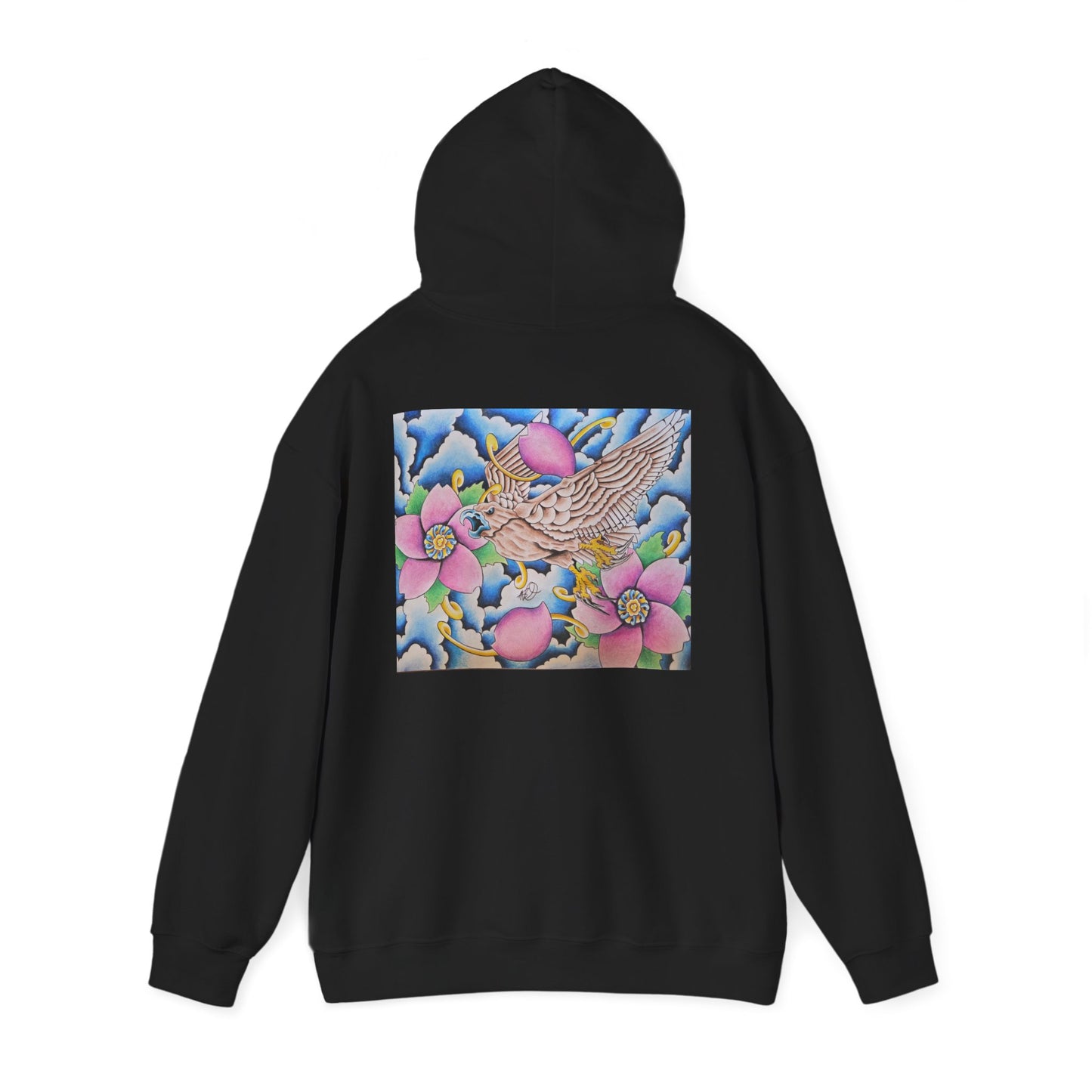 Floral Hawk Hoodie — Feminine Hawk with Flowers Sweatshirt