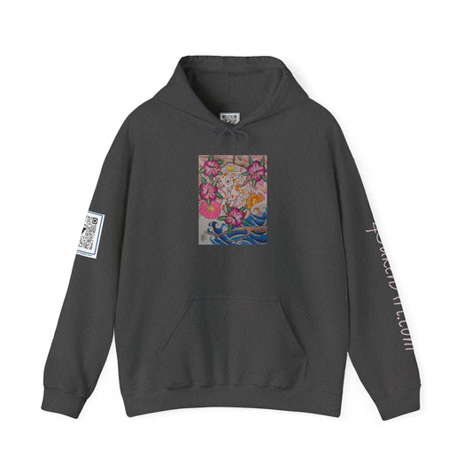 Floral Koi Art Hoodie — Colorful Japanese-Inspired Flower & Koi Pond Graphic
