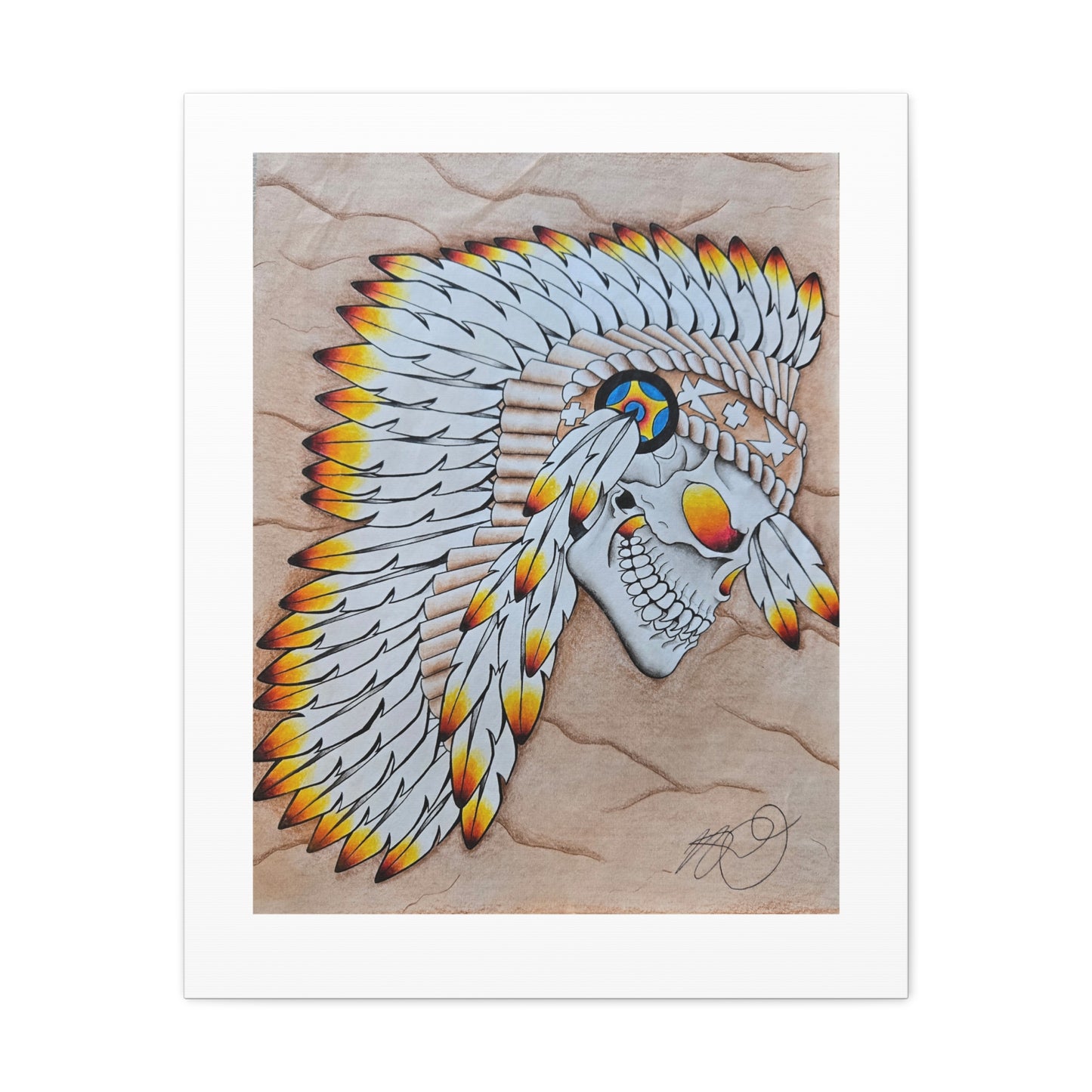 Chief Skull Matte Canvas Wall Art (Stretched 1.25")