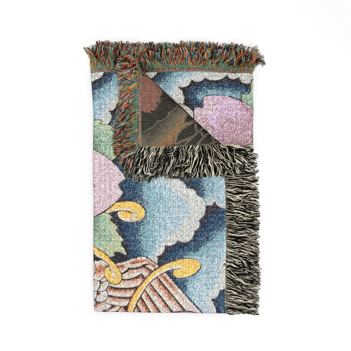 Floral Bird Woven Blanket — Vintage Botanical Throw for Living Room & Gift