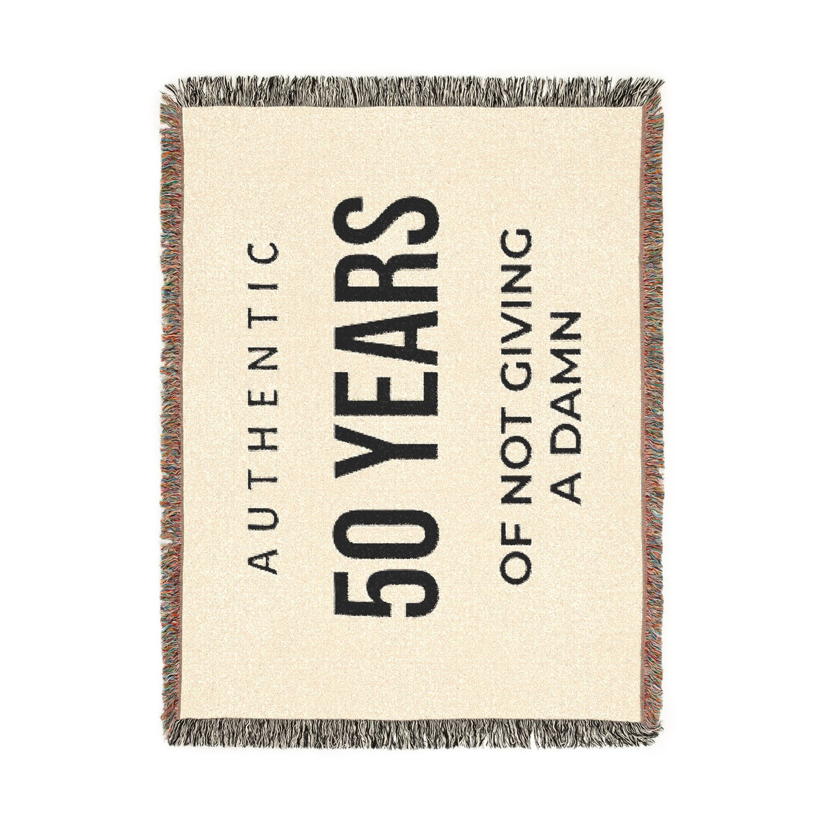 50 Years of Not Giving a Damn Woven Blanket — Funny 50th Birthday Throw