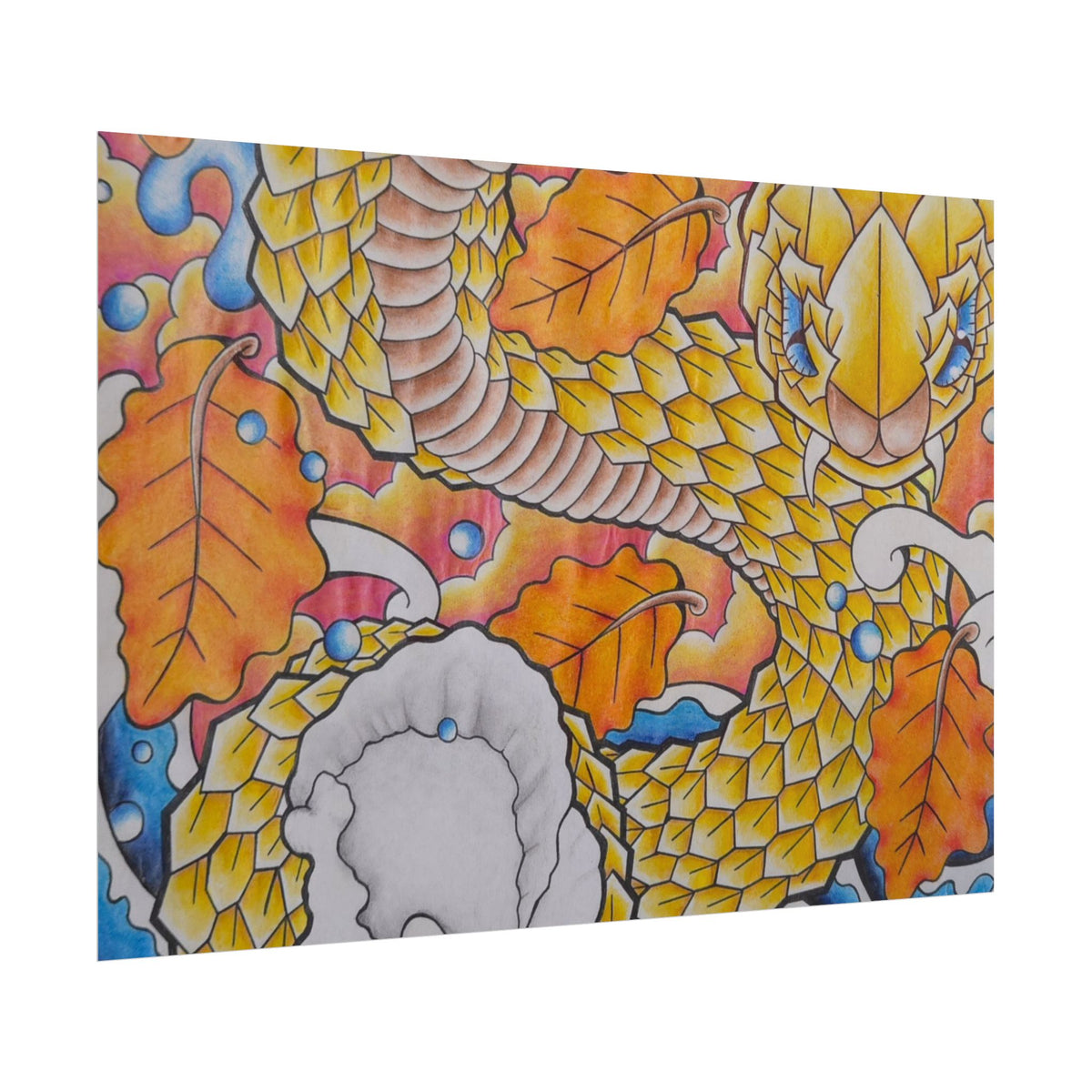 Autumn Gold Dragon Poster — Vibrant Fall Fantasy Wall Art (Rolled Poster)
