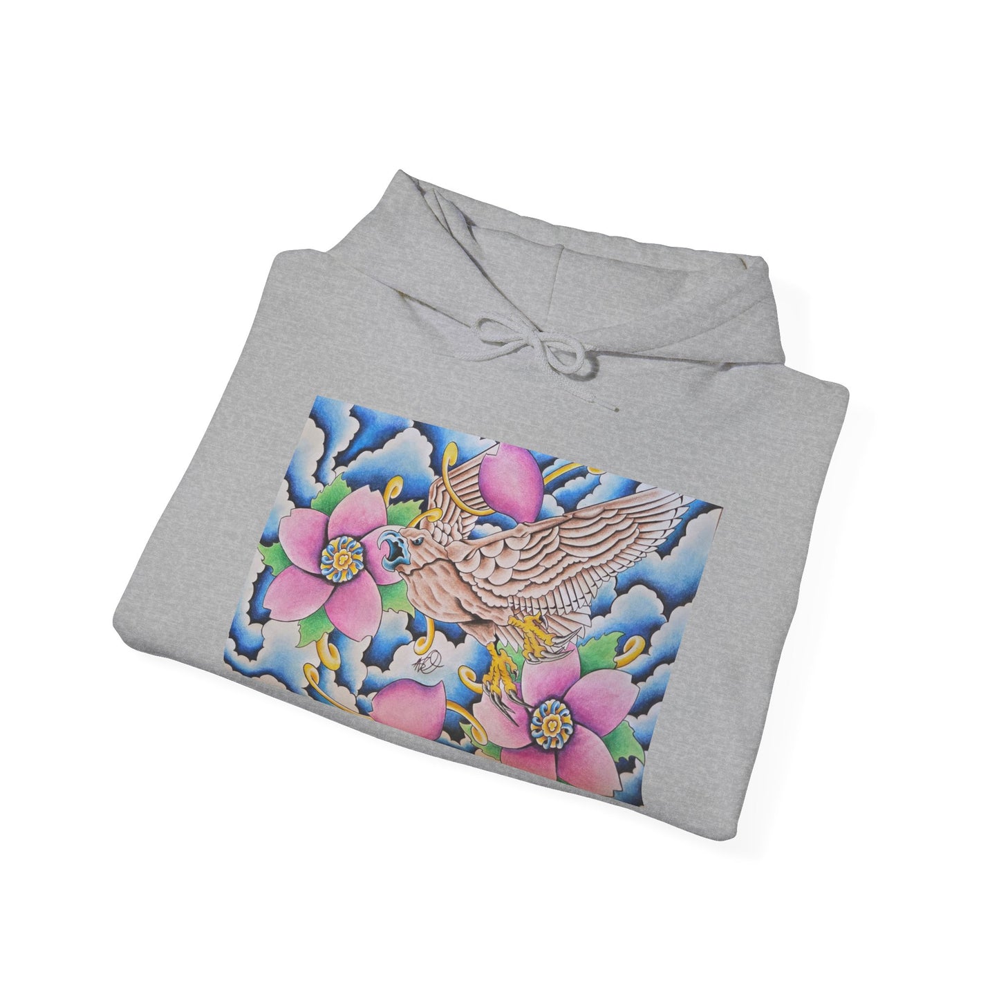 Floral Hawk Hoodie — Feminine Hawk with Flowers Sweatshirt