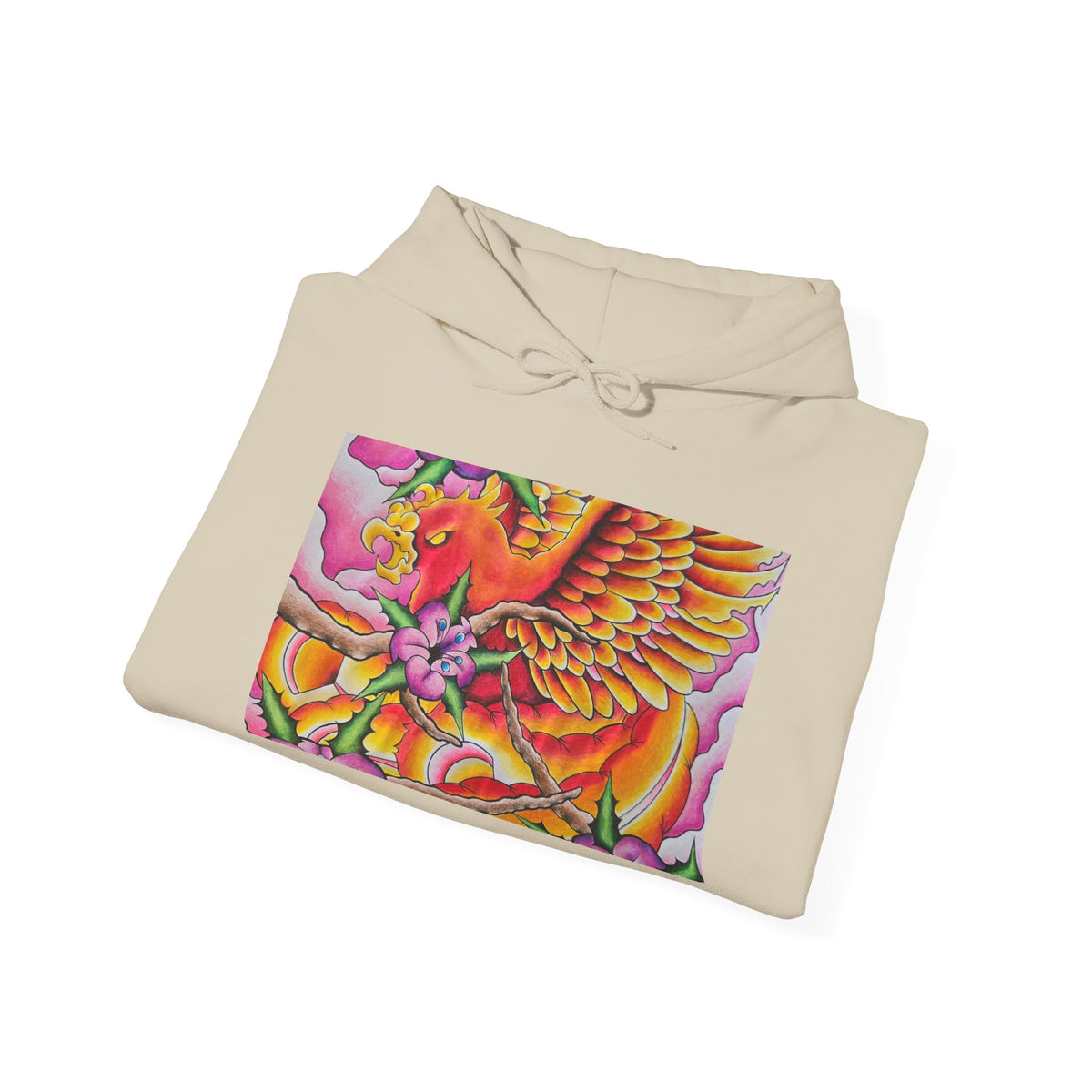 Phoenix Wings Hoodie — Vibrant Floral Phoenix Graphic Sweatshirt
