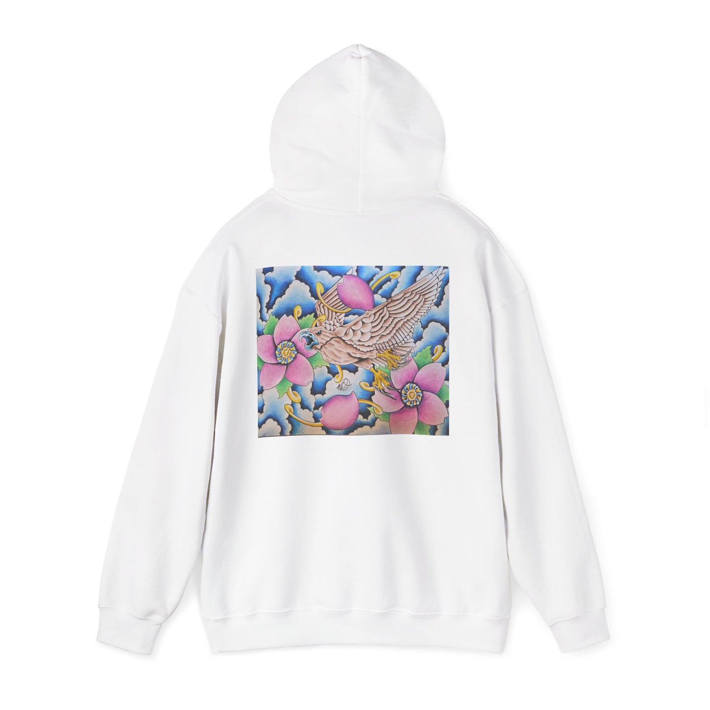 Floral Hawk Hoodie — Feminine Hawk with Flowers Sweatshirt