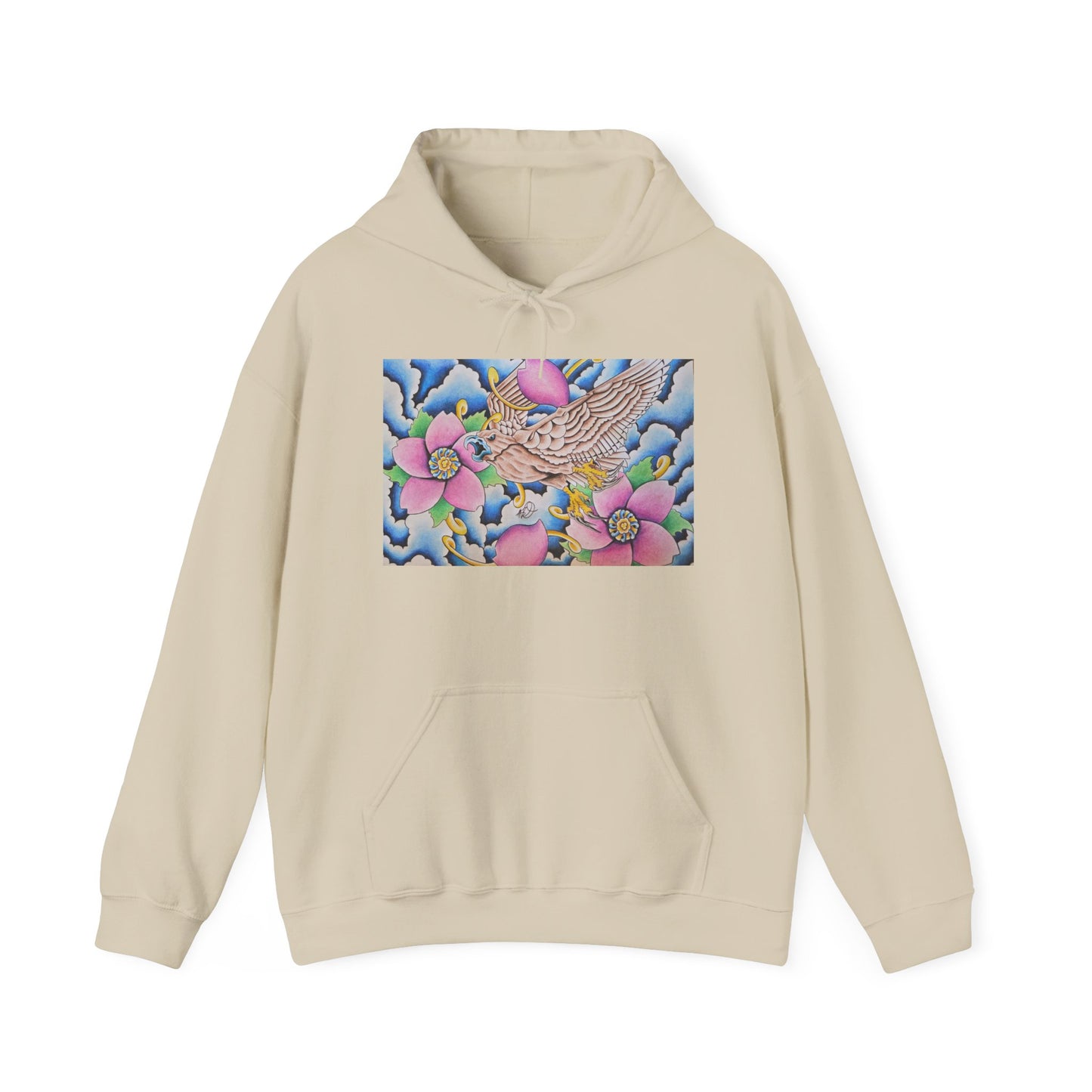 Floral Hawk Hoodie — Feminine Hawk with Flowers Sweatshirt