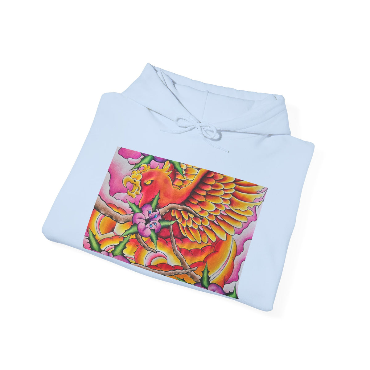 Phoenix Wings Hoodie — Vibrant Floral Phoenix Graphic Sweatshirt