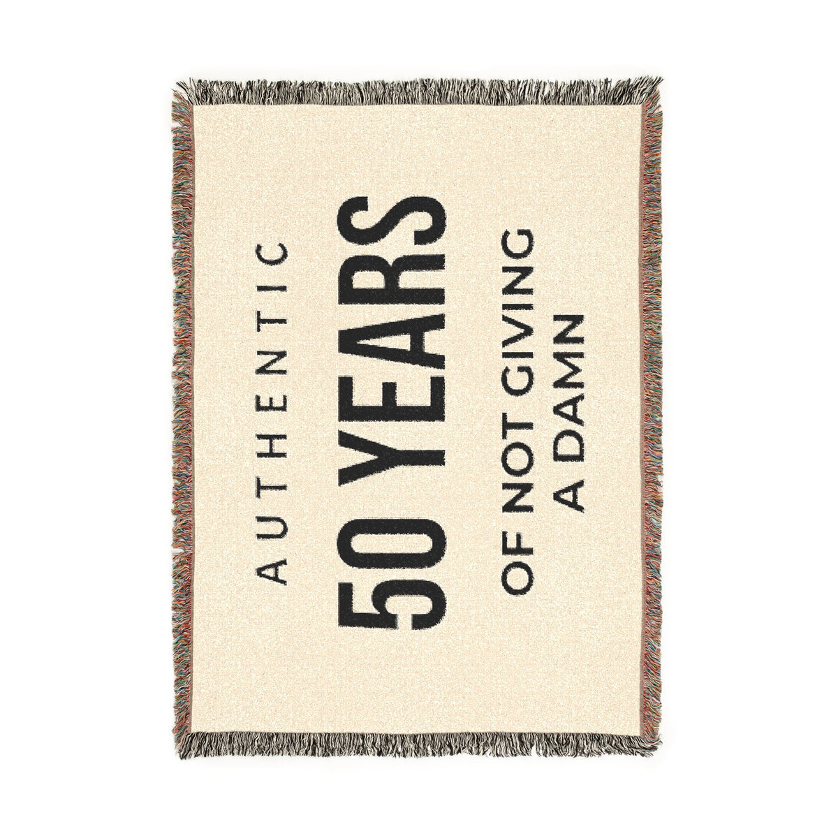 50 Years of Not Giving a Damn Woven Blanket — Funny 50th Birthday Throw