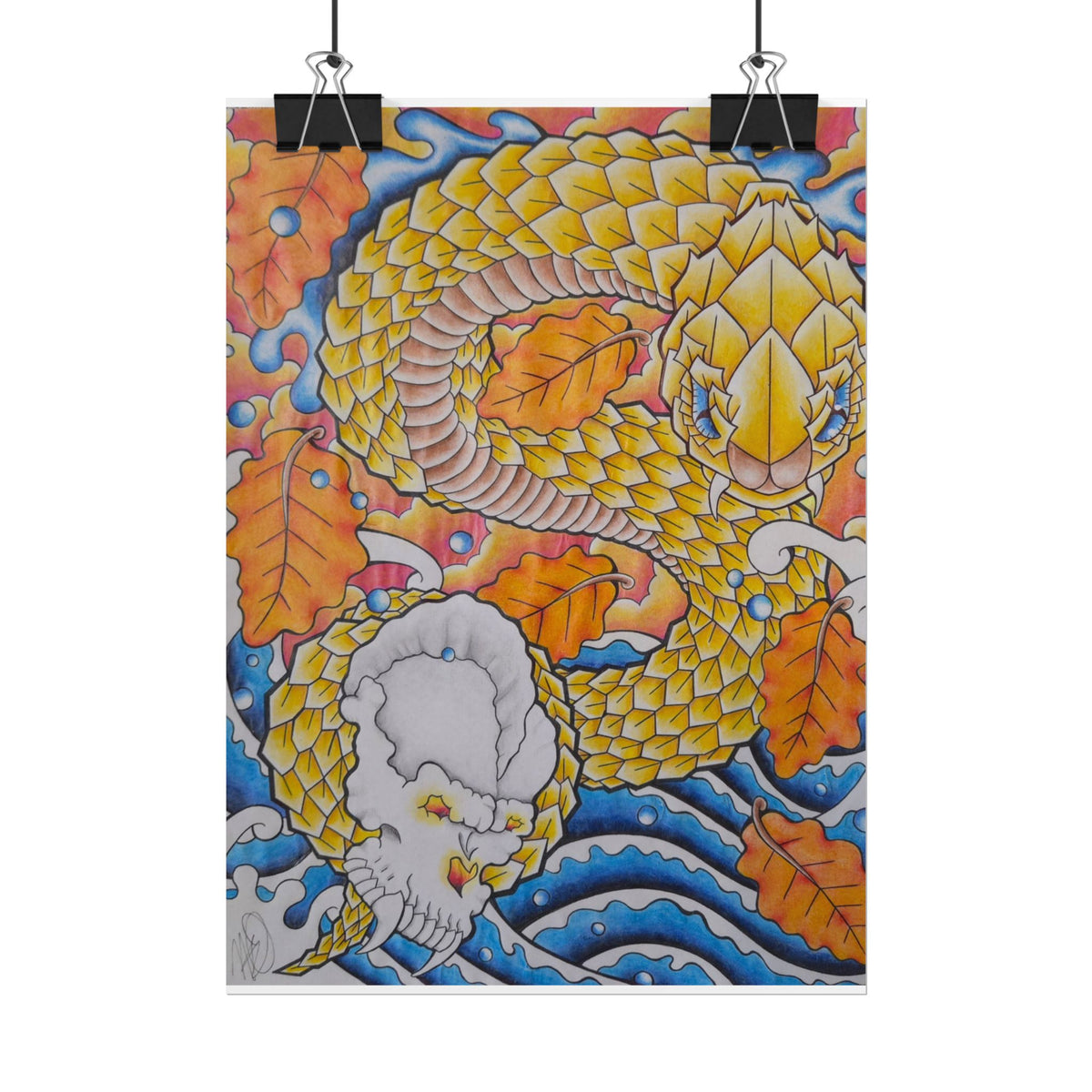 Autumn Gold Dragon Poster — Vibrant Fall Fantasy Wall Art (Rolled Poster)
