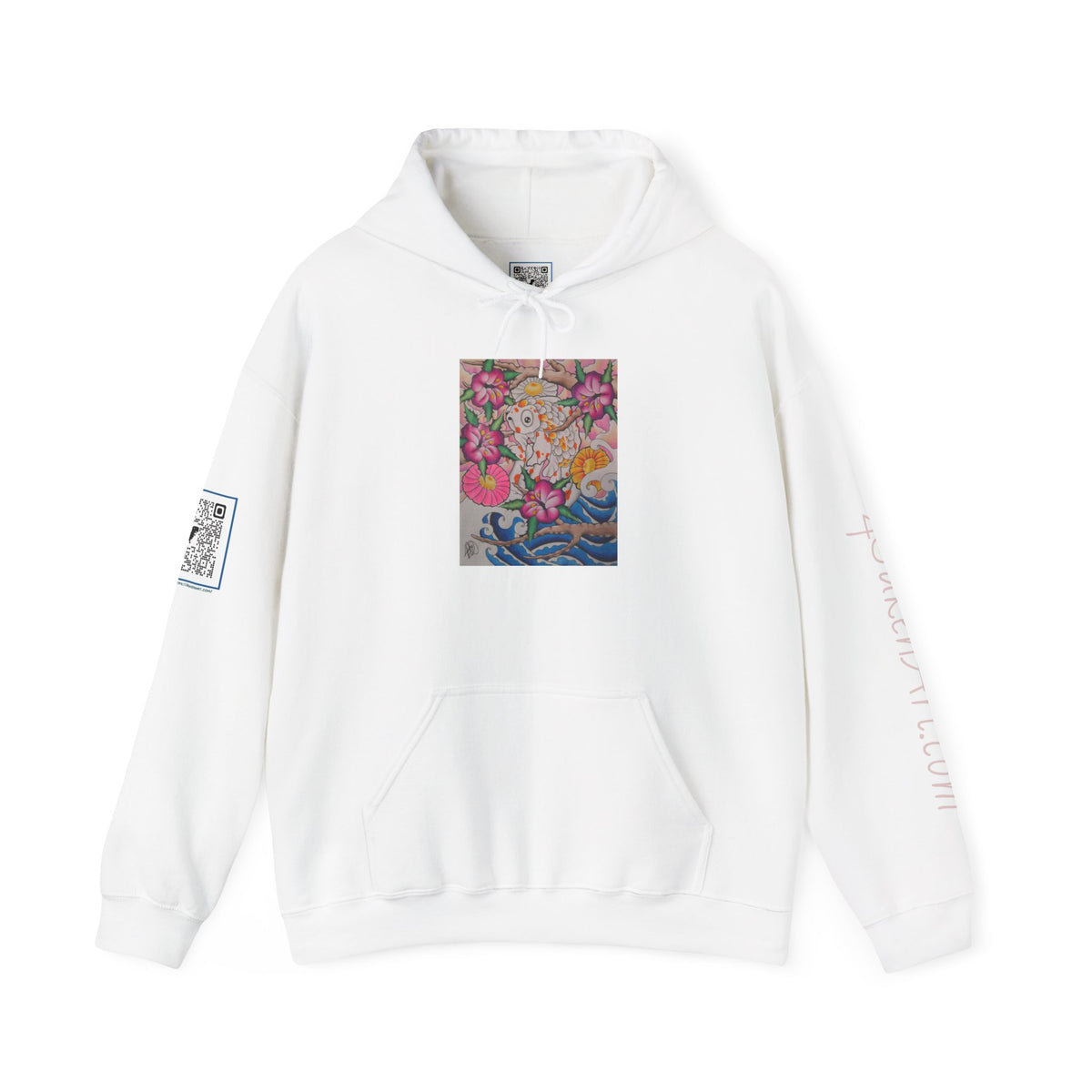 Floral Koi Art Hoodie — Colorful Japanese-Inspired Flower & Koi Pond Graphic