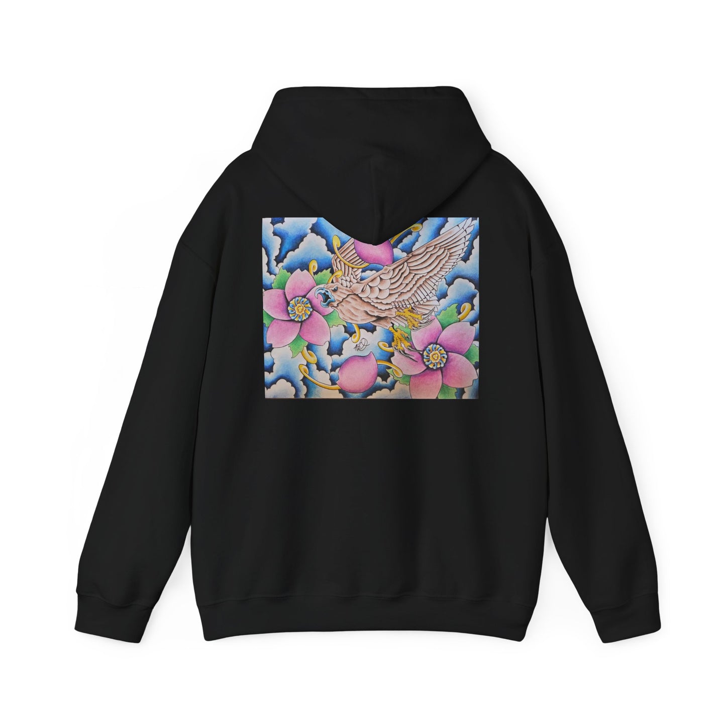 Floral Hawk Hoodie — Feminine Hawk with Flowers Sweatshirt