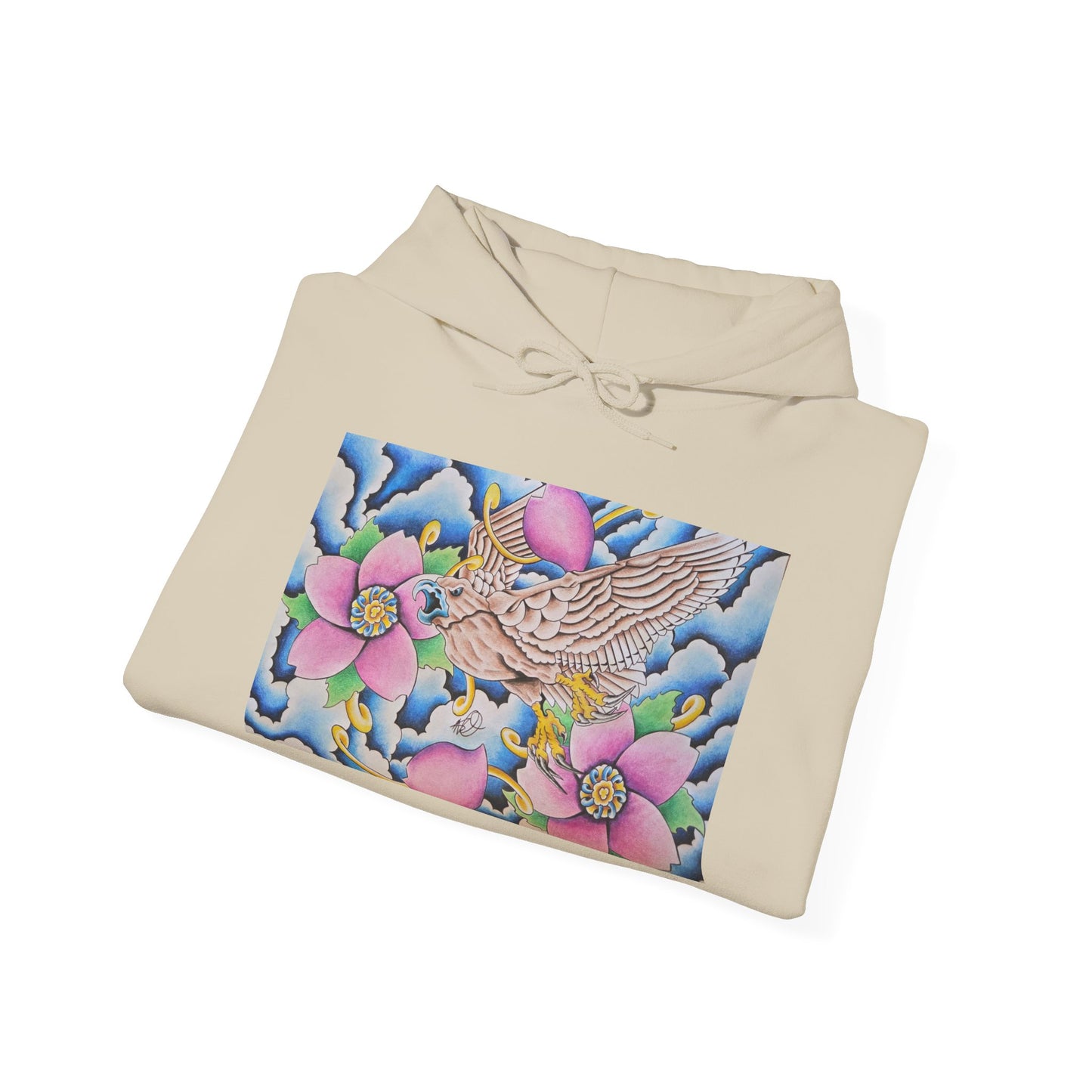Floral Hawk Hoodie — Feminine Hawk with Flowers Sweatshirt