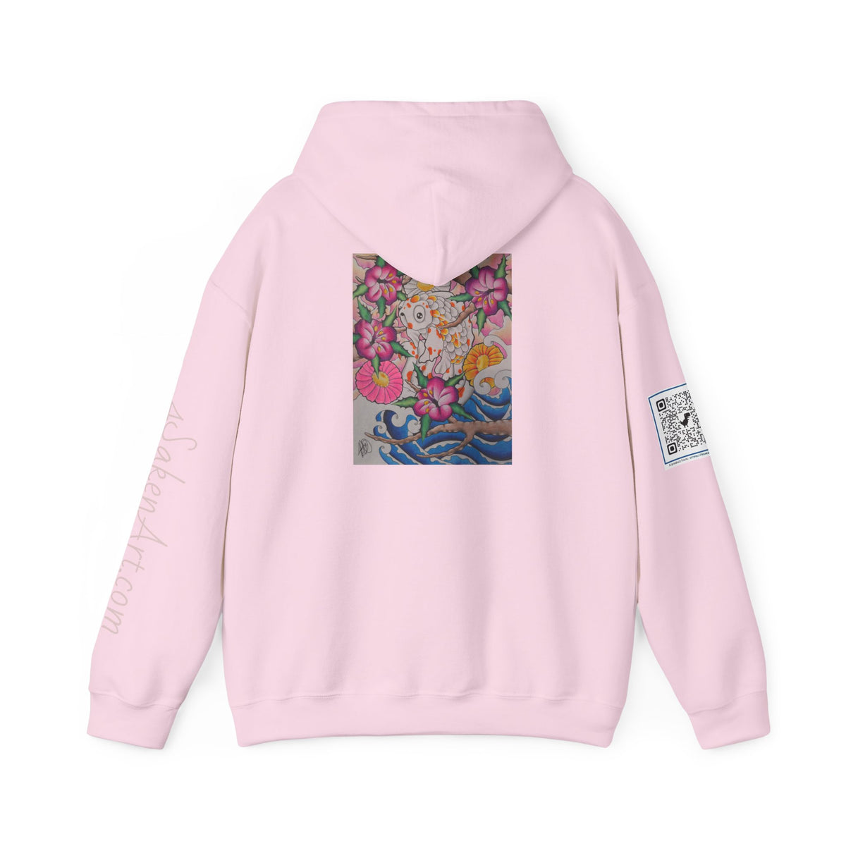Floral Koi Art Hoodie — Colorful Japanese-Inspired Flower & Koi Pond Graphic