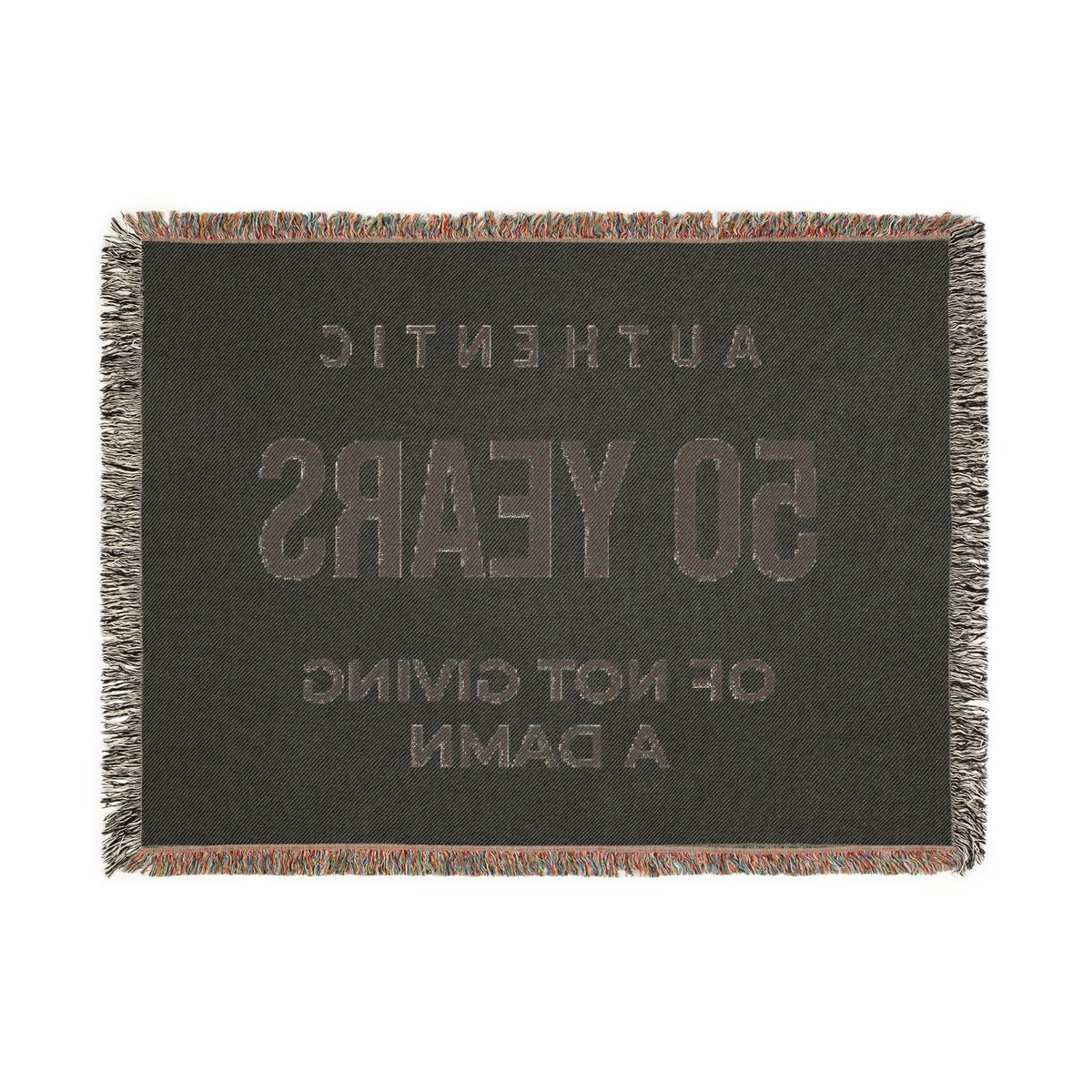 50 Years of Not Giving a Damn Woven Blanket — Funny 50th Birthday Throw