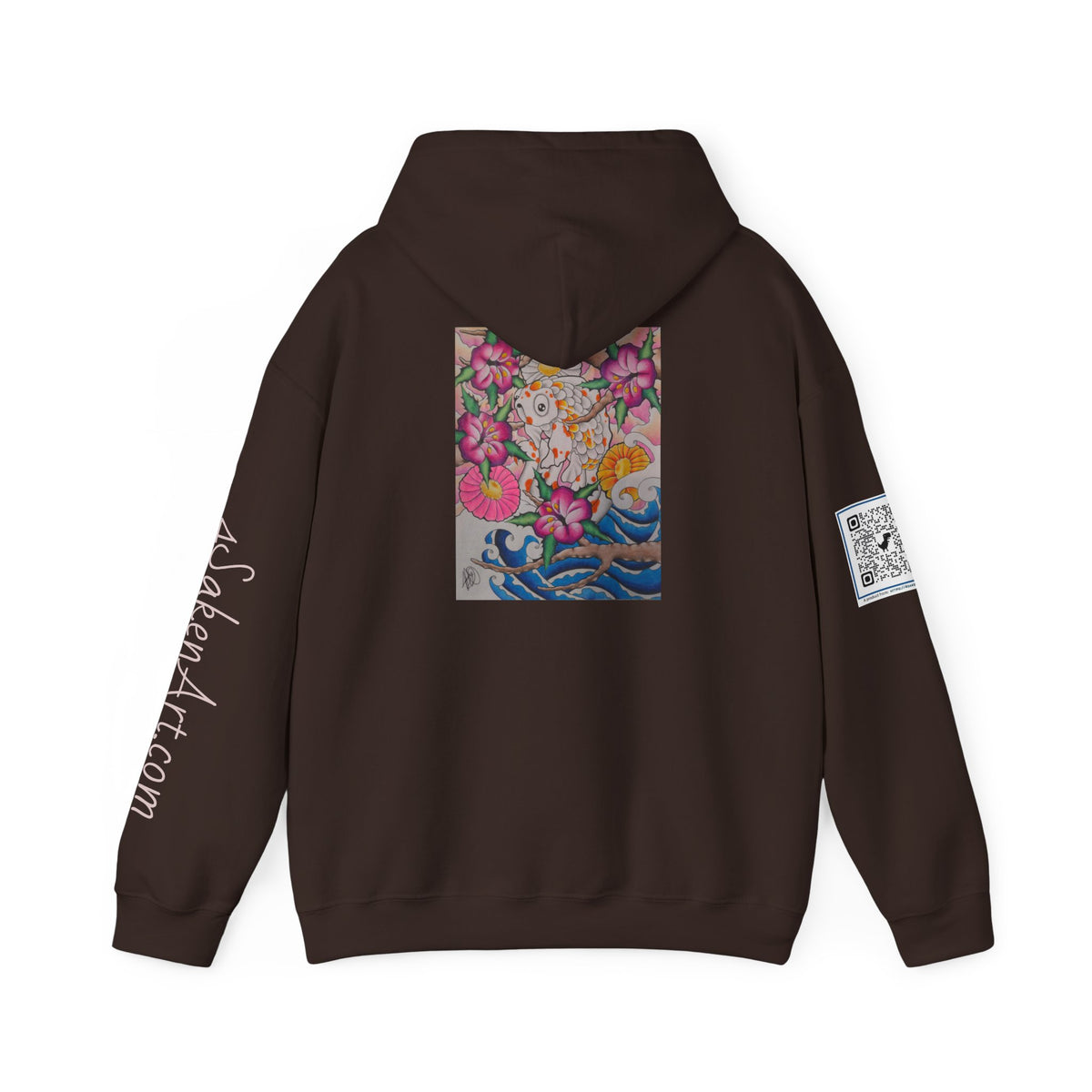 Floral Koi Art Hoodie — Colorful Japanese-Inspired Flower & Koi Pond Graphic