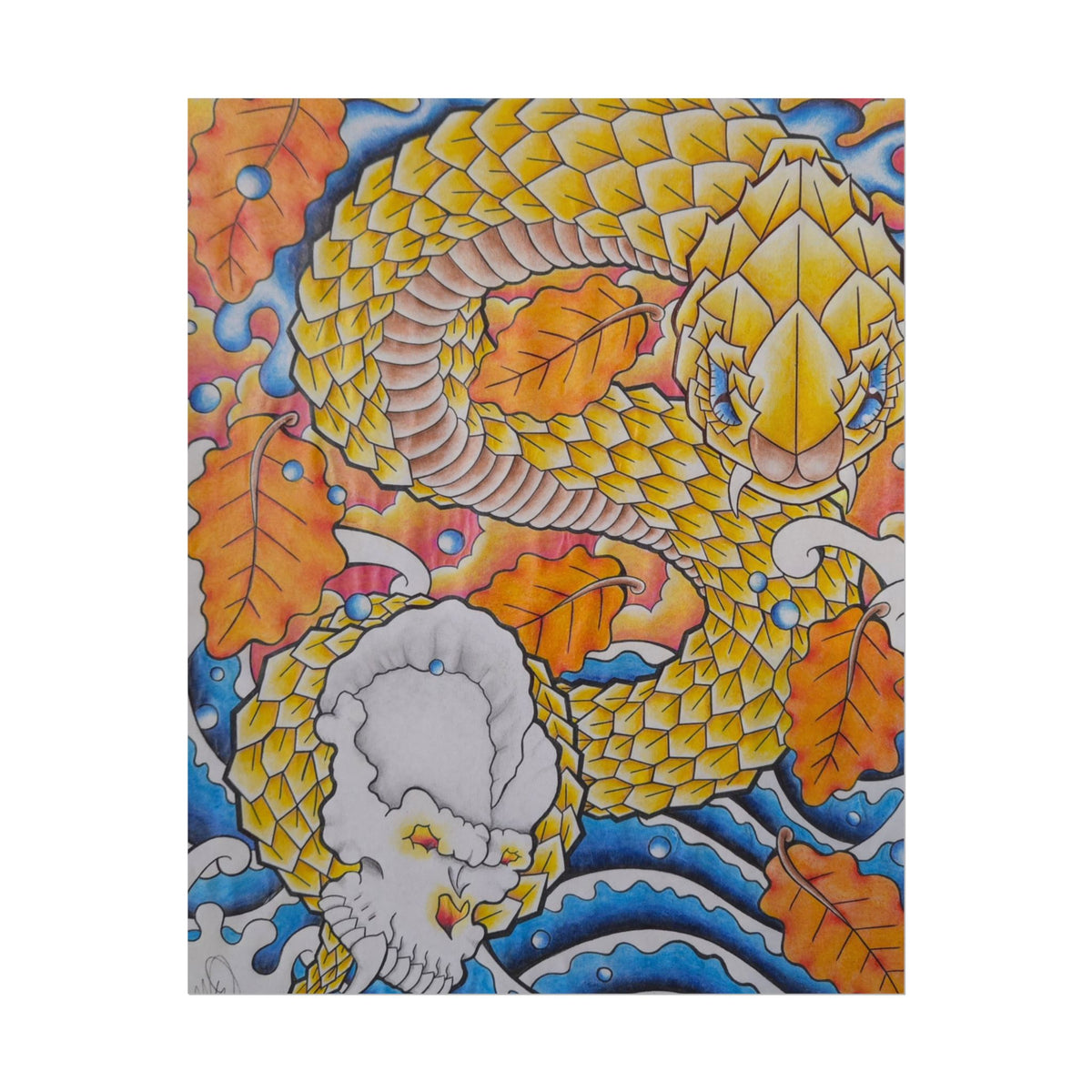 Autumn Gold Dragon Poster — Vibrant Fall Fantasy Wall Art (Rolled Poster)