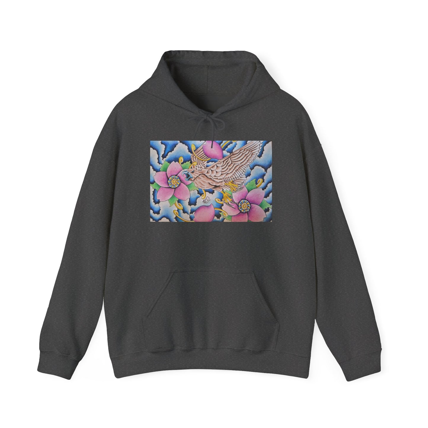 Floral Hawk Hoodie — Feminine Hawk with Flowers Sweatshirt