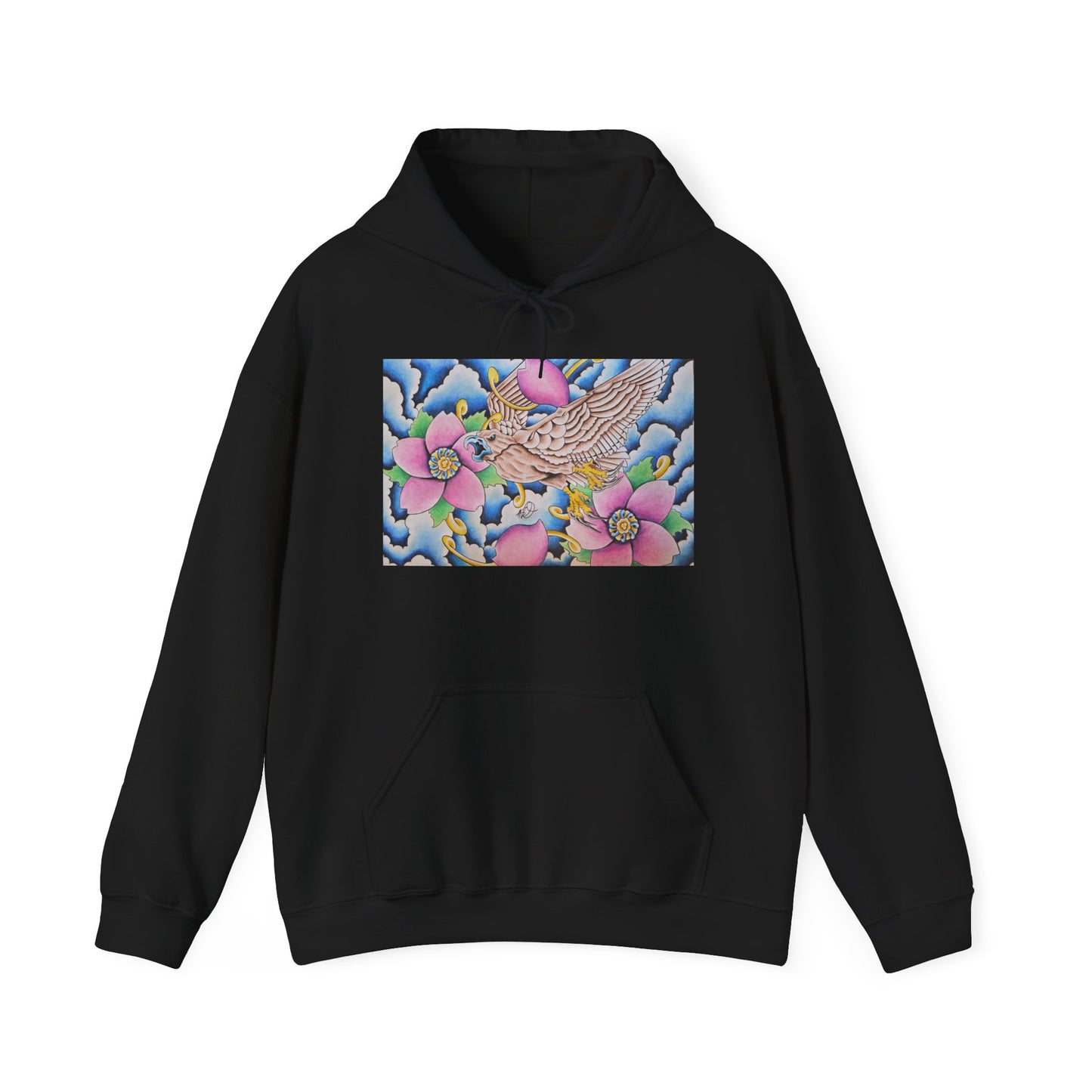 Floral Hawk Hoodie — Feminine Hawk with Flowers Sweatshirt