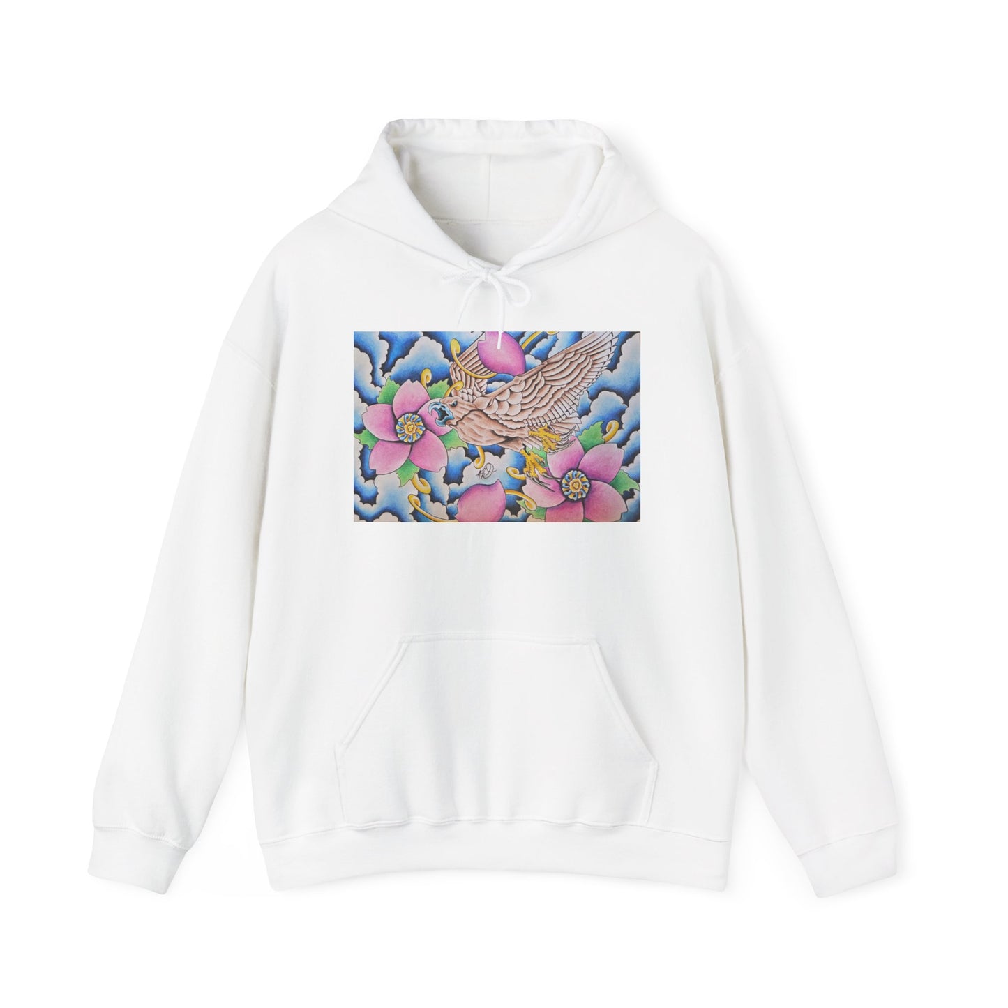Floral Hawk Hoodie — Feminine Hawk with Flowers Sweatshirt