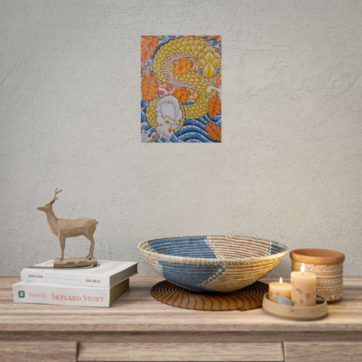 Autumn Gold Dragon Poster — Vibrant Fall Fantasy Wall Art (Rolled Poster)