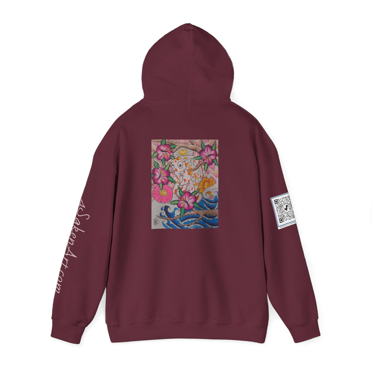 Floral Koi Art Hoodie — Colorful Japanese-Inspired Flower & Koi Pond Graphic