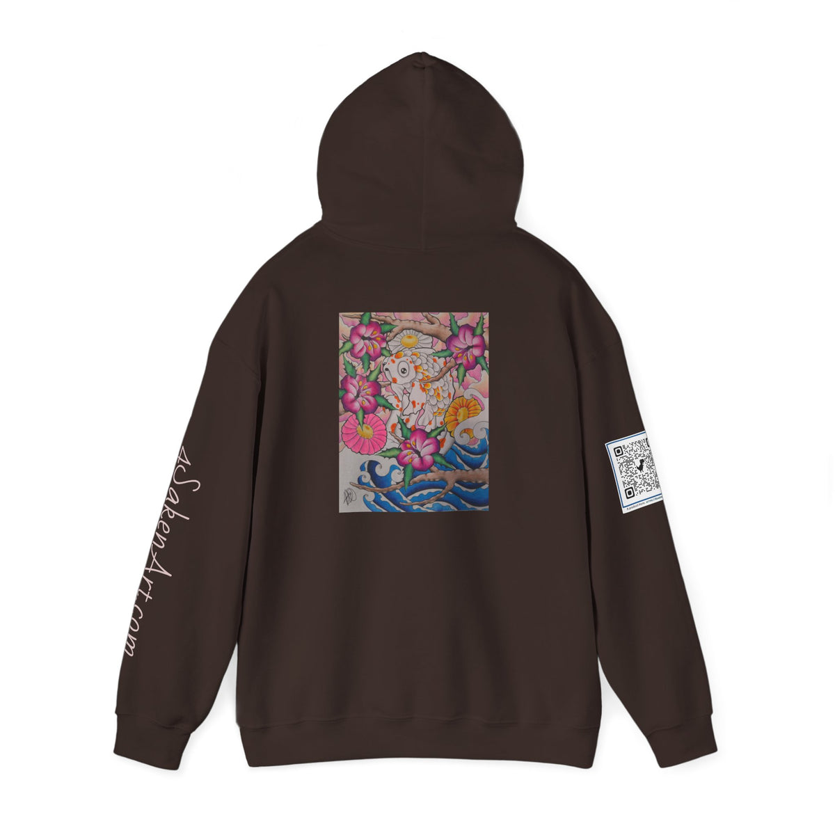 Floral Koi Art Hoodie — Colorful Japanese-Inspired Flower & Koi Pond Graphic