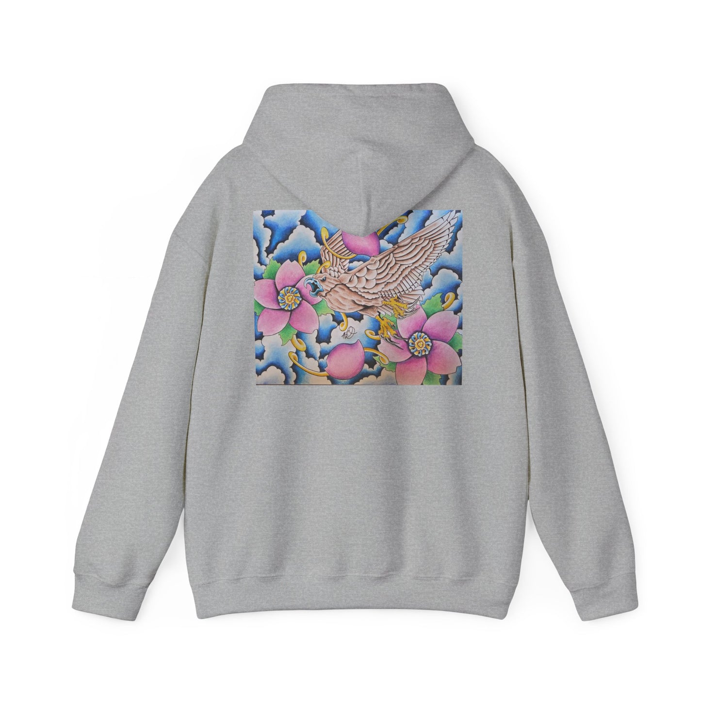 Floral Hawk Hoodie — Feminine Hawk with Flowers Sweatshirt