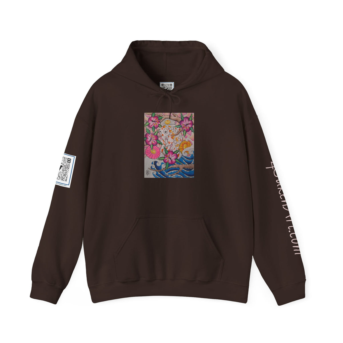 Floral Koi Art Hoodie — Colorful Japanese-Inspired Flower & Koi Pond Graphic